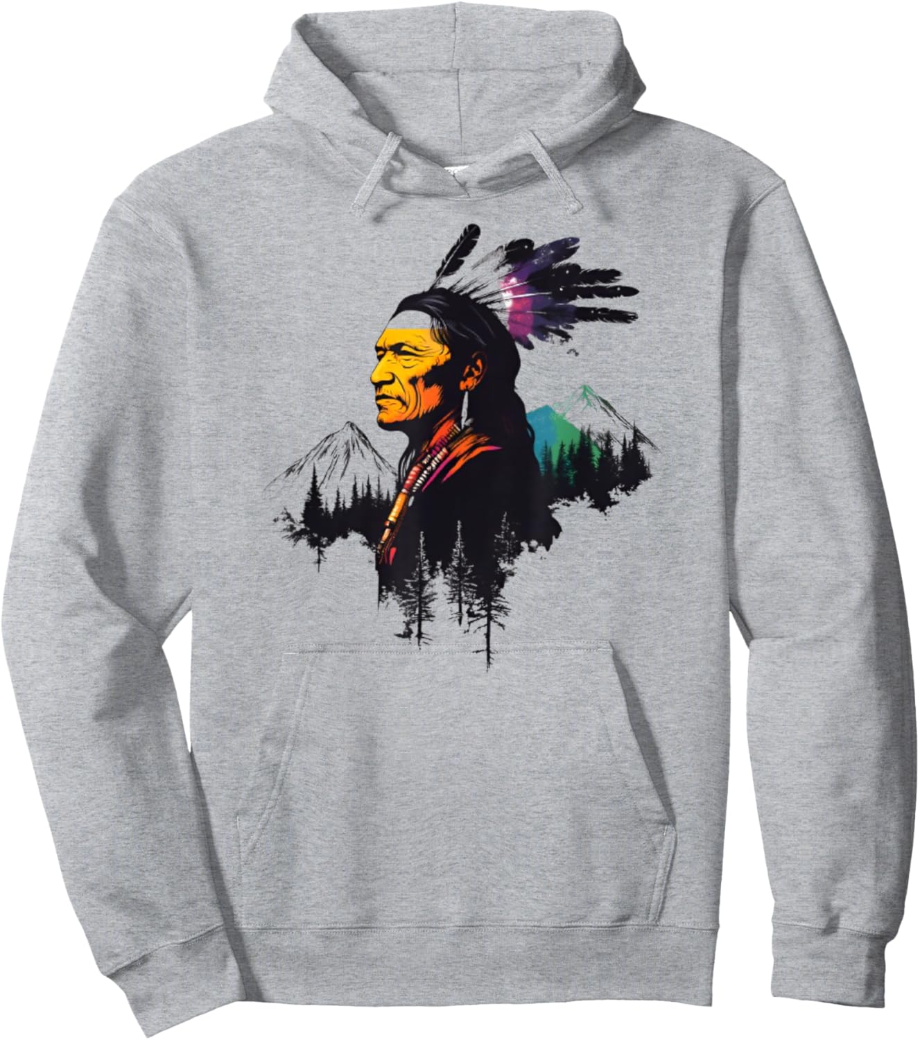 Cool Native American Indian Chief Men Women Sitting Bull Hoodie - Hoodie | Ash