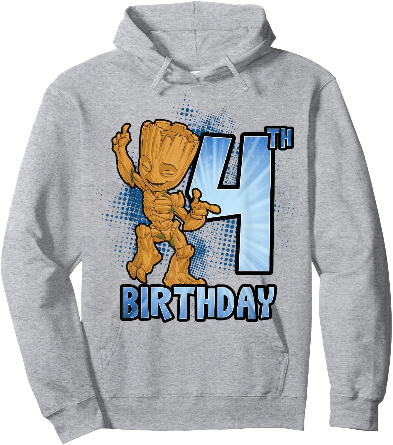 Marvel Guardians of The Galaxy Baby Groot 4th Birthday Hoodie - Hoodie | Ash
