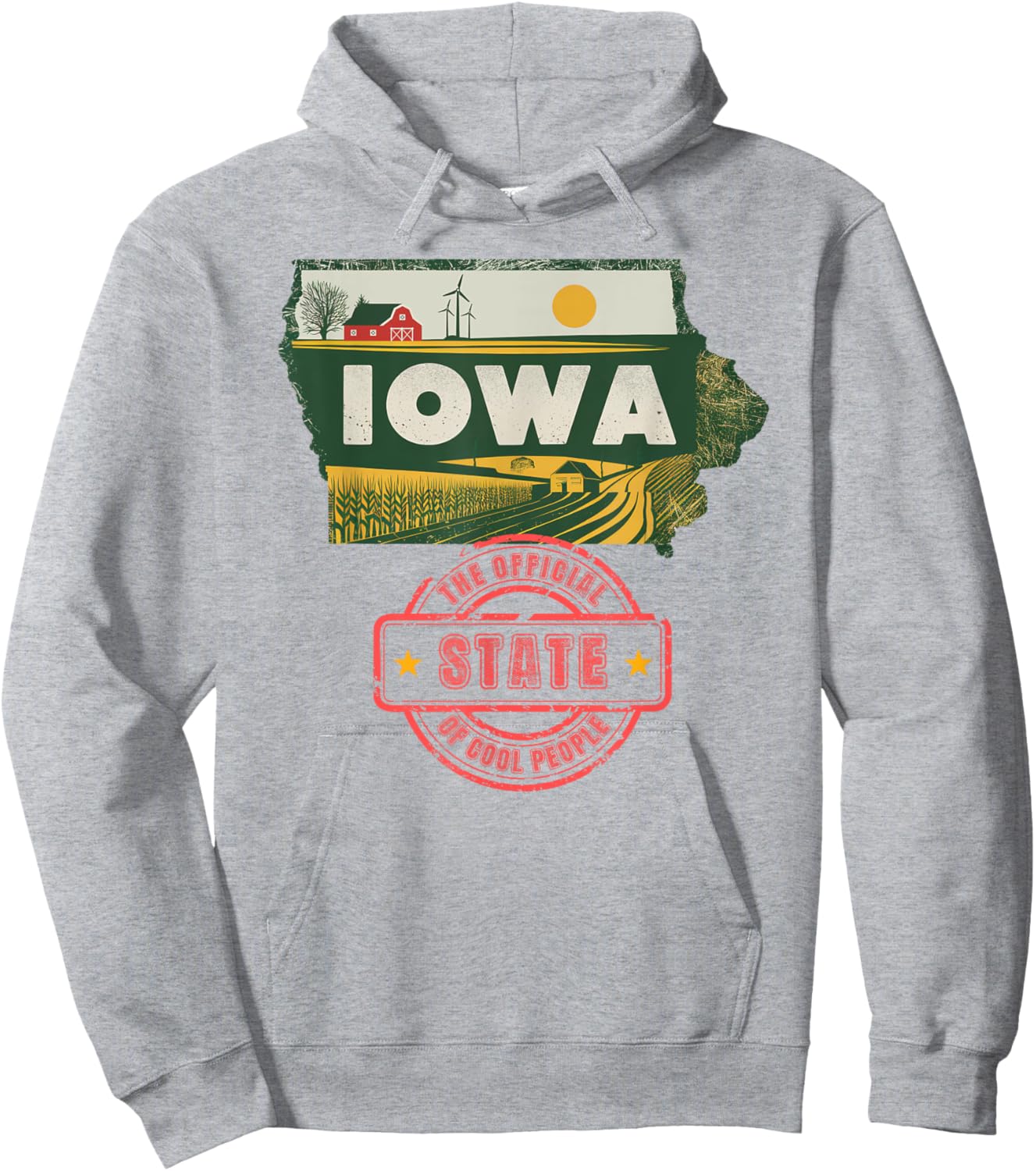 Iowa Map The Official State Of Cool People Local Roots Hoodie - Hoodie | Ash