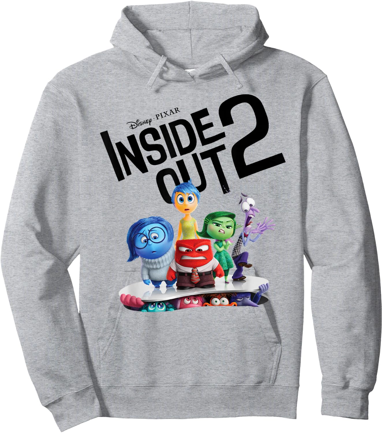 Disney Pixar Inside Out 2 Emotional Group Title Movie Poster Hoodie - Hoodie | Ash