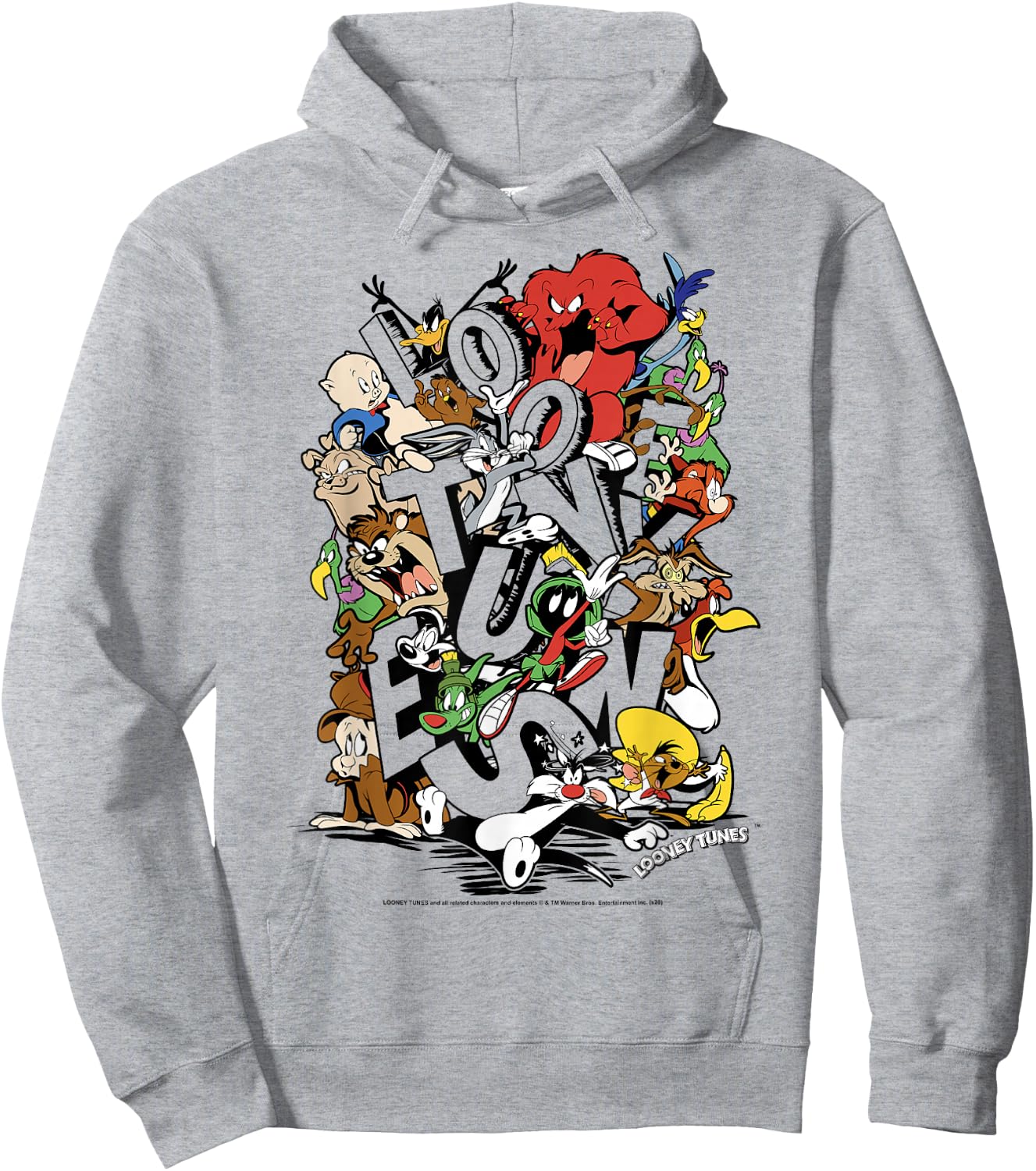 Looney Tunes Neon Group Shot Stack C1 Hoodie - Hoodie | Ash