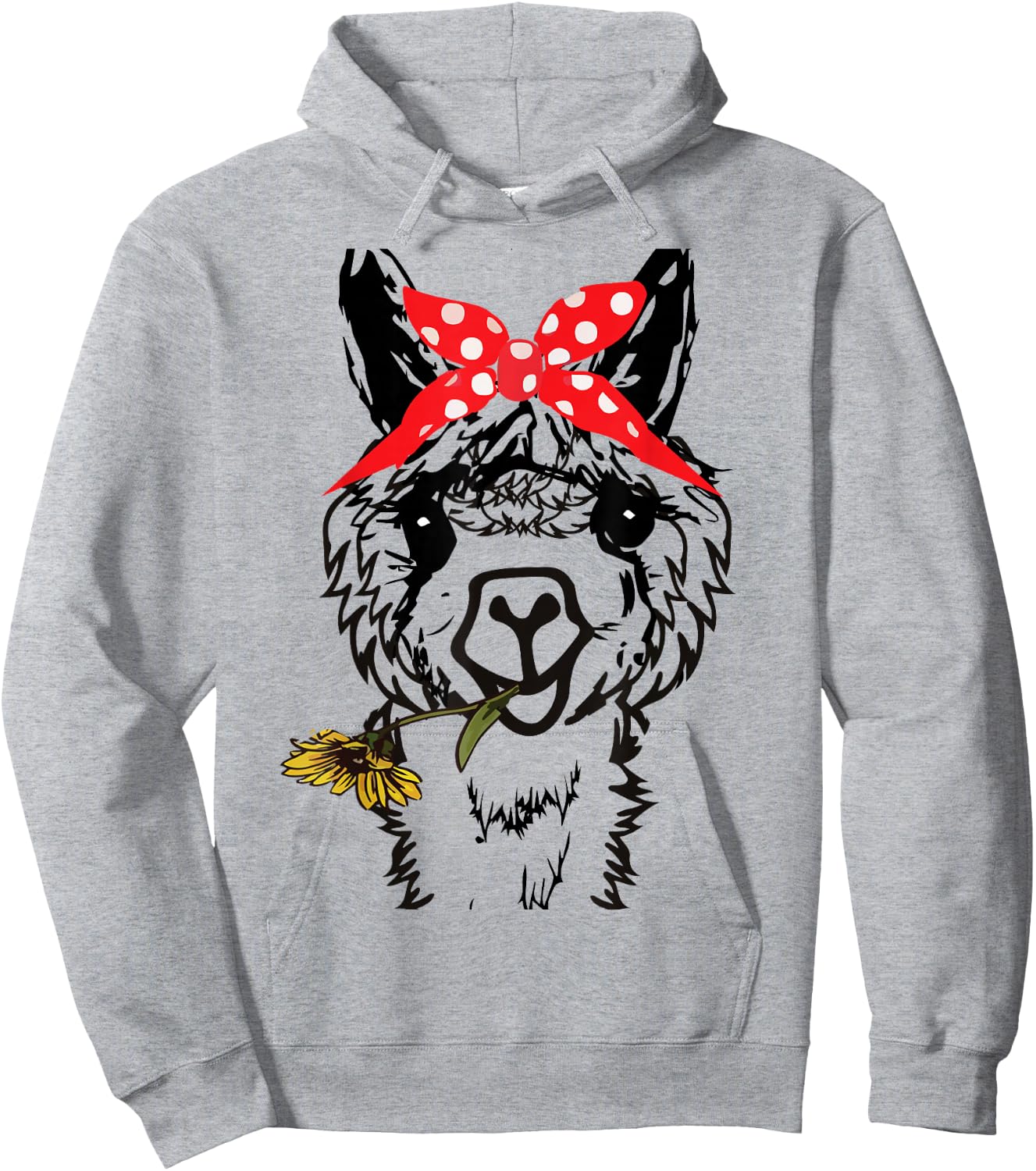 Women's Llama Bandana - Alpaca Llama Animal Graphics Funny Hoodie - Hoodie | Ash