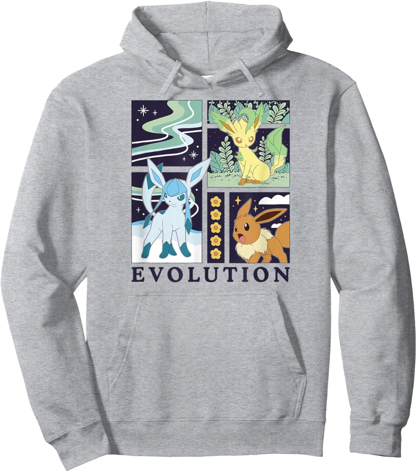 Pokémon - Eevee Glaceon Leafeon Evolution Ice Grass Normal Hoodie - Hoodie | Ash