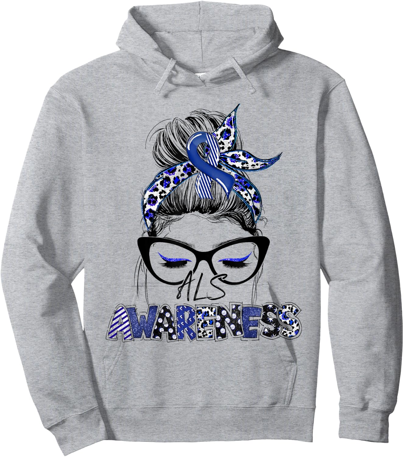 Classy Leopard Pattern ALS Awareness Hoodie - Hoodie | Ash