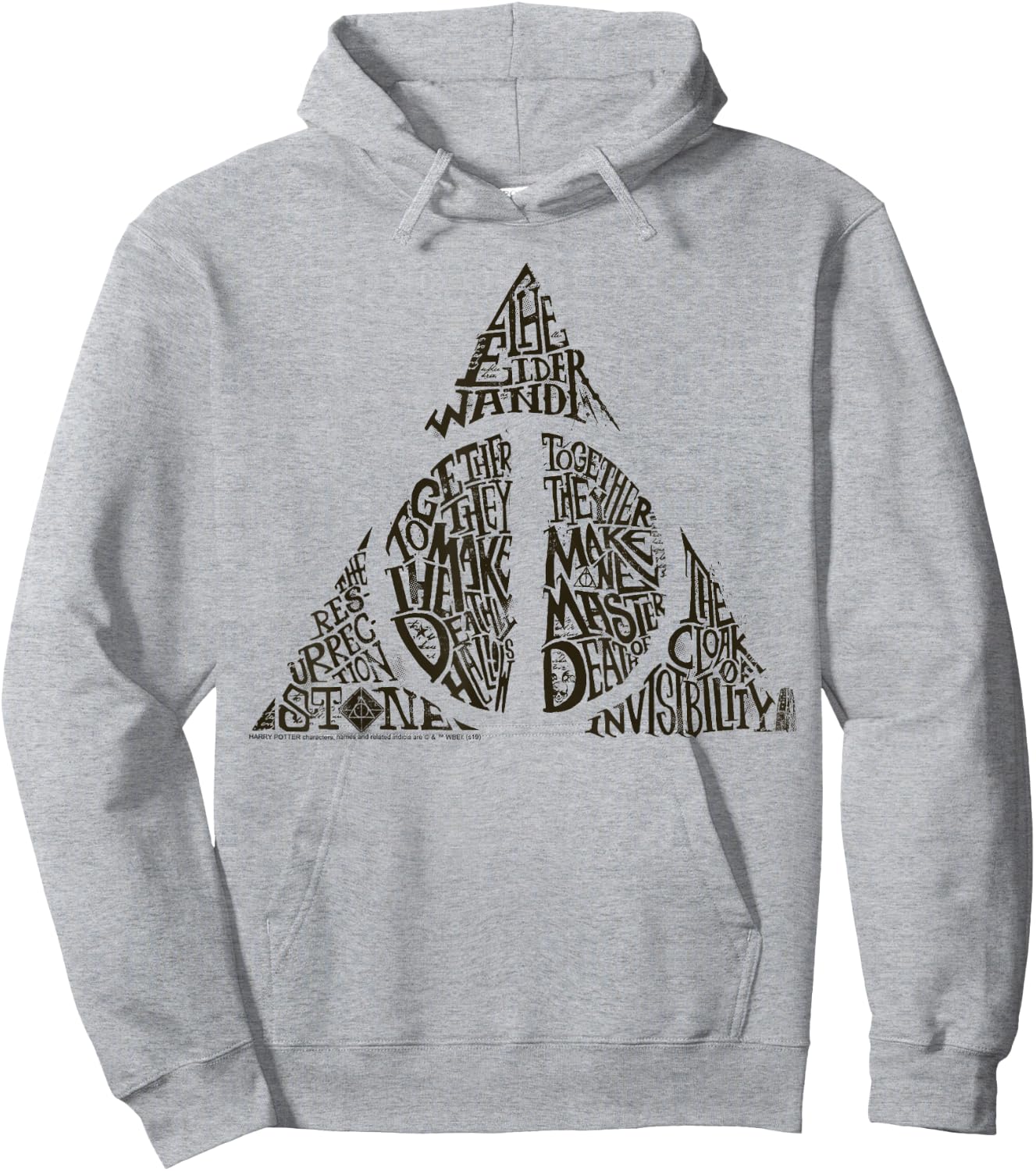Harry Potter Deathly Hallows Sketch Text Fill Hoodie - Hoodie | Ash