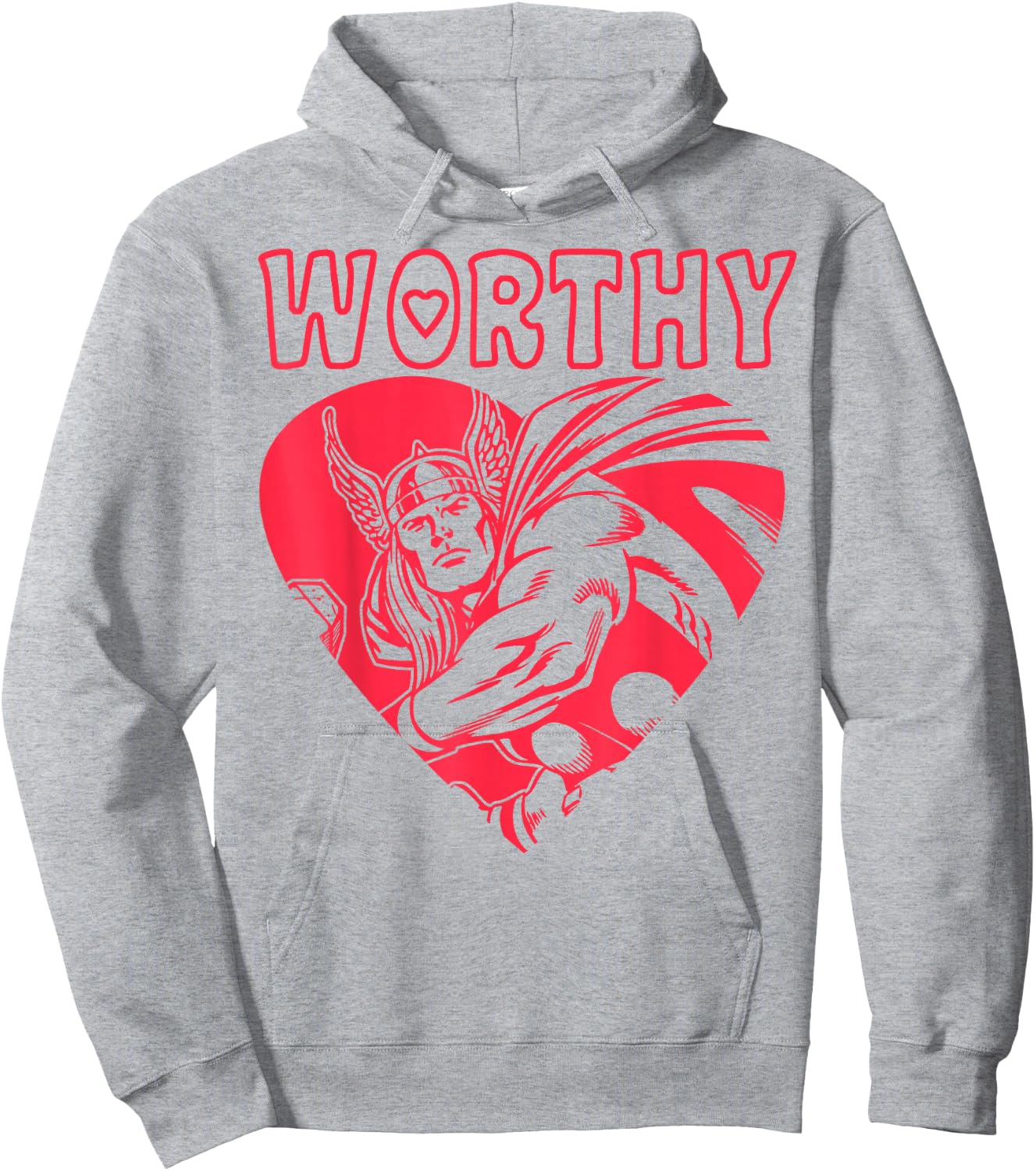 Marvel Valentine's Day Avengers Thor Worthy Portrait Hoodie - Hoodie | Ash