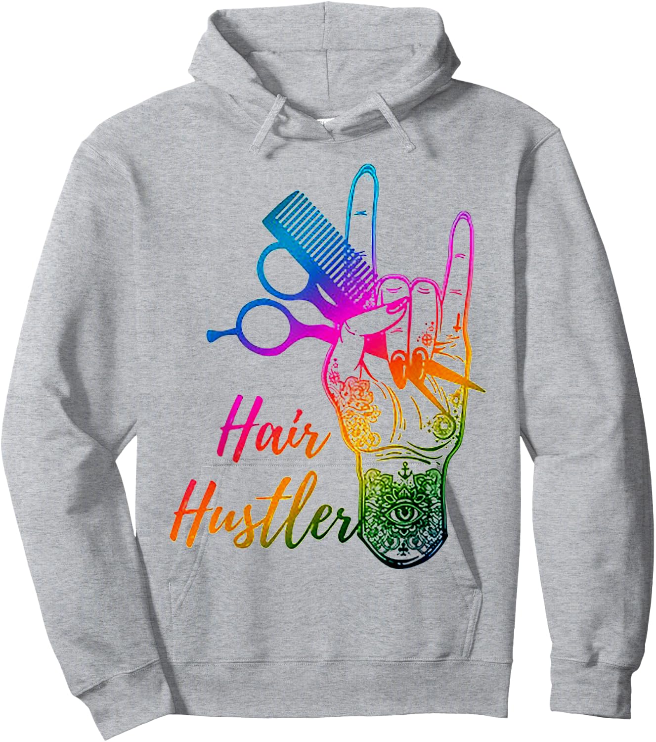 Hair Hustler Tie Dye Hair Stylist Hairdresser Barber Retro Hoodie - Hoodie | Ash