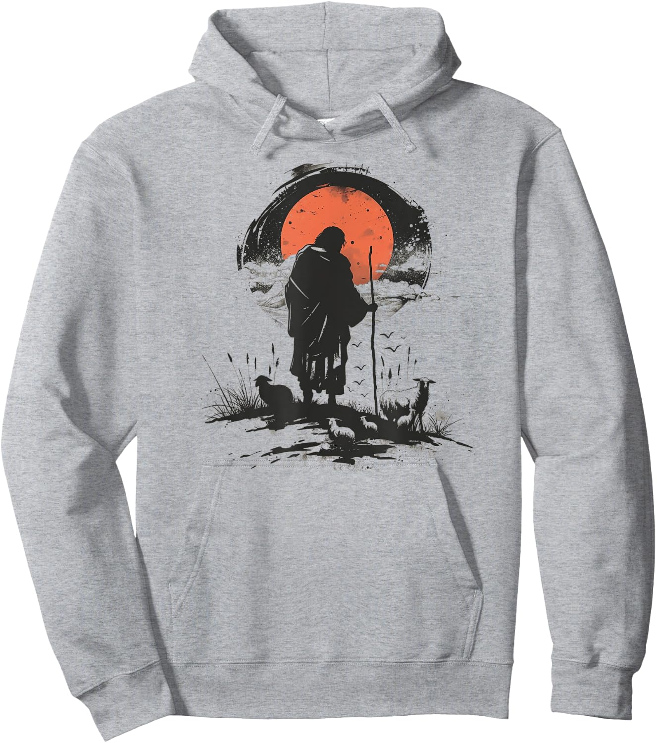 Shepherd Jesus and his flock Hoodie - Hoodie | Ash