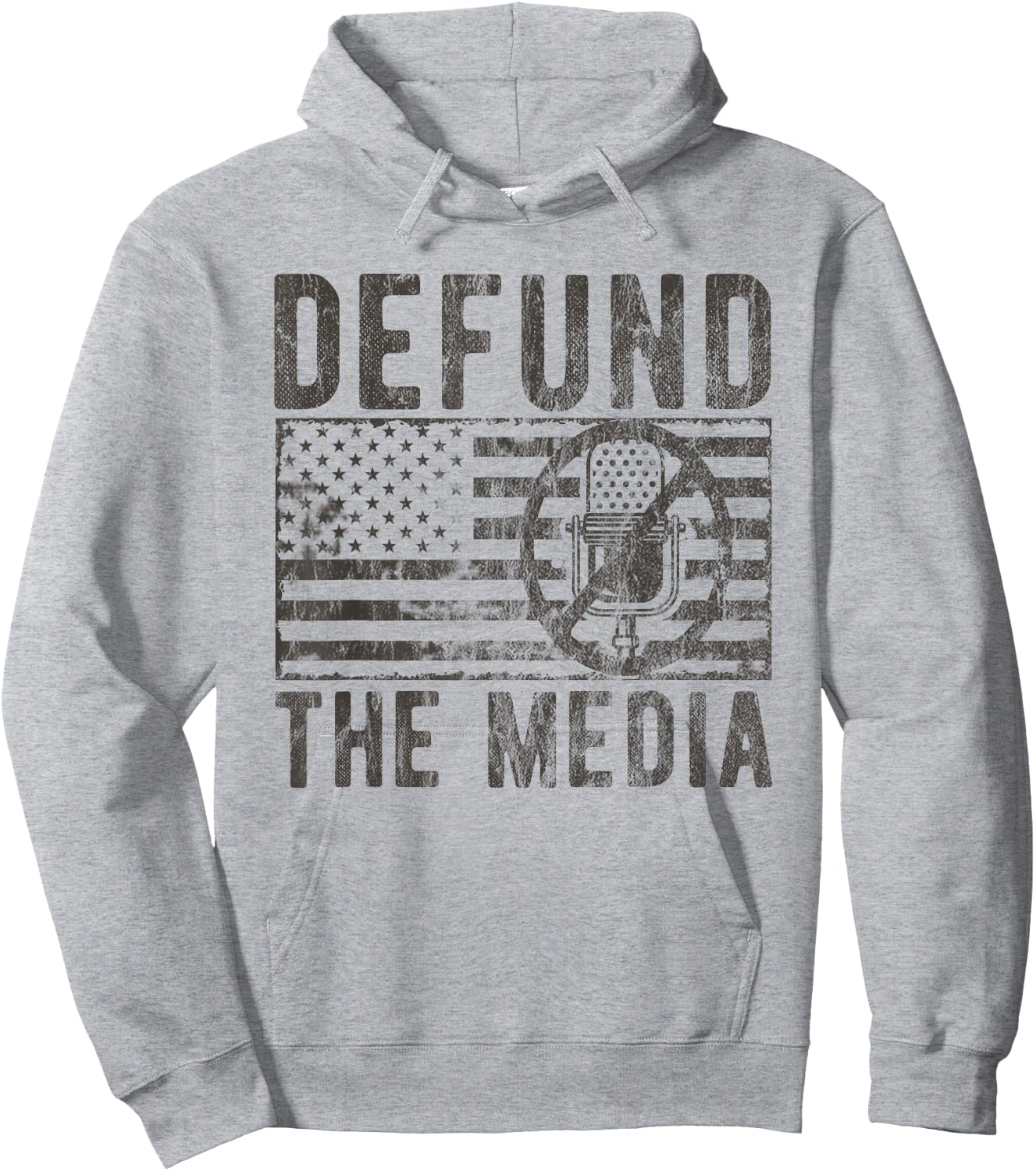 Anti Fake News Political Protest Distressed Defund The Media Hoodie - Hoodie | Ash