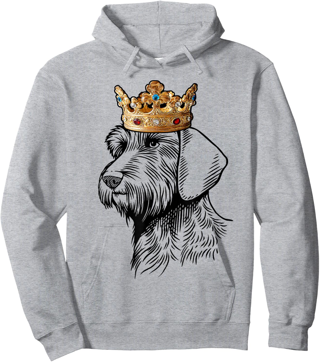 Wirehaired Dachshund Dog Wearing Crown Men Women Kids Hoodie - Hoodie | Ash