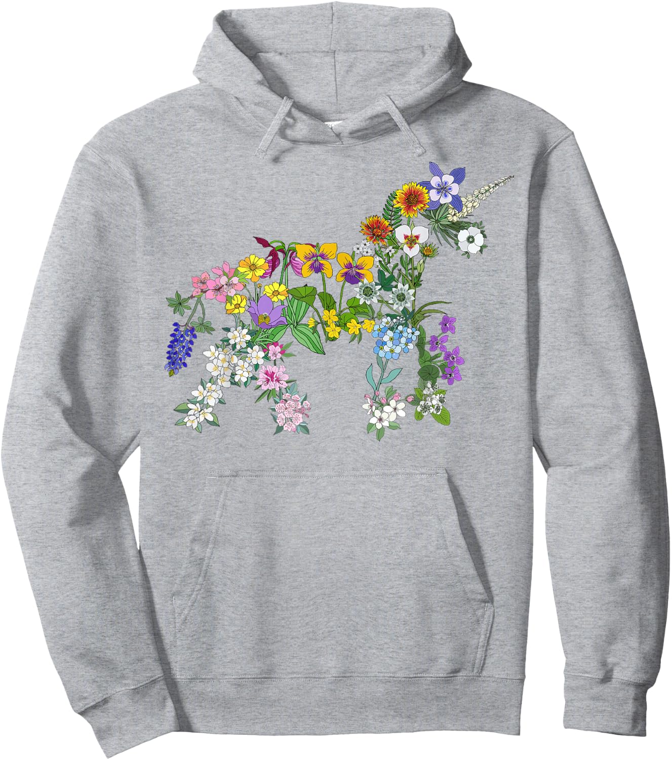 Wildflower Aesthetic Floral Unicorn Nature Flowered Girl Hoodie - Hoodie | Ash