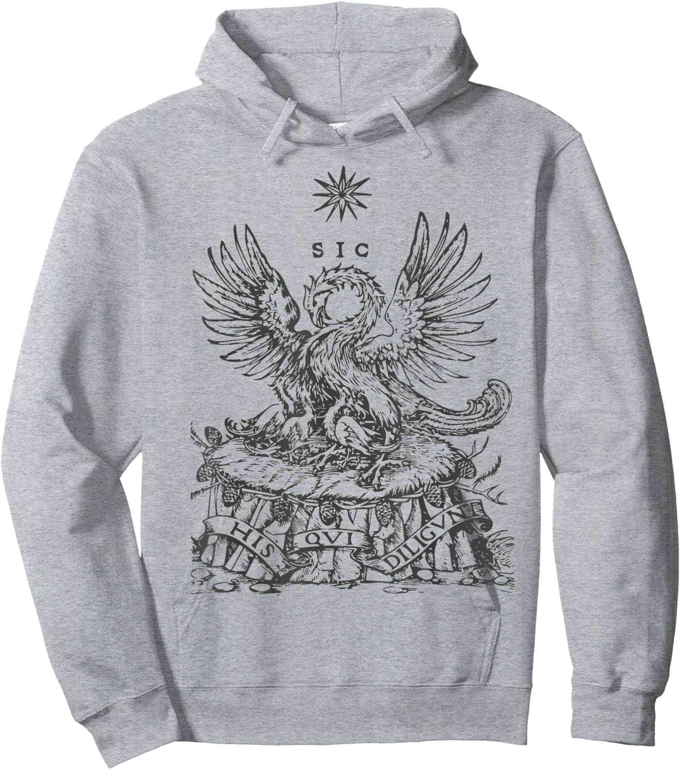 Pelican Traditional Latin Mass Catholic Symbols Woodcut Hoodie - Hoodie | Ash