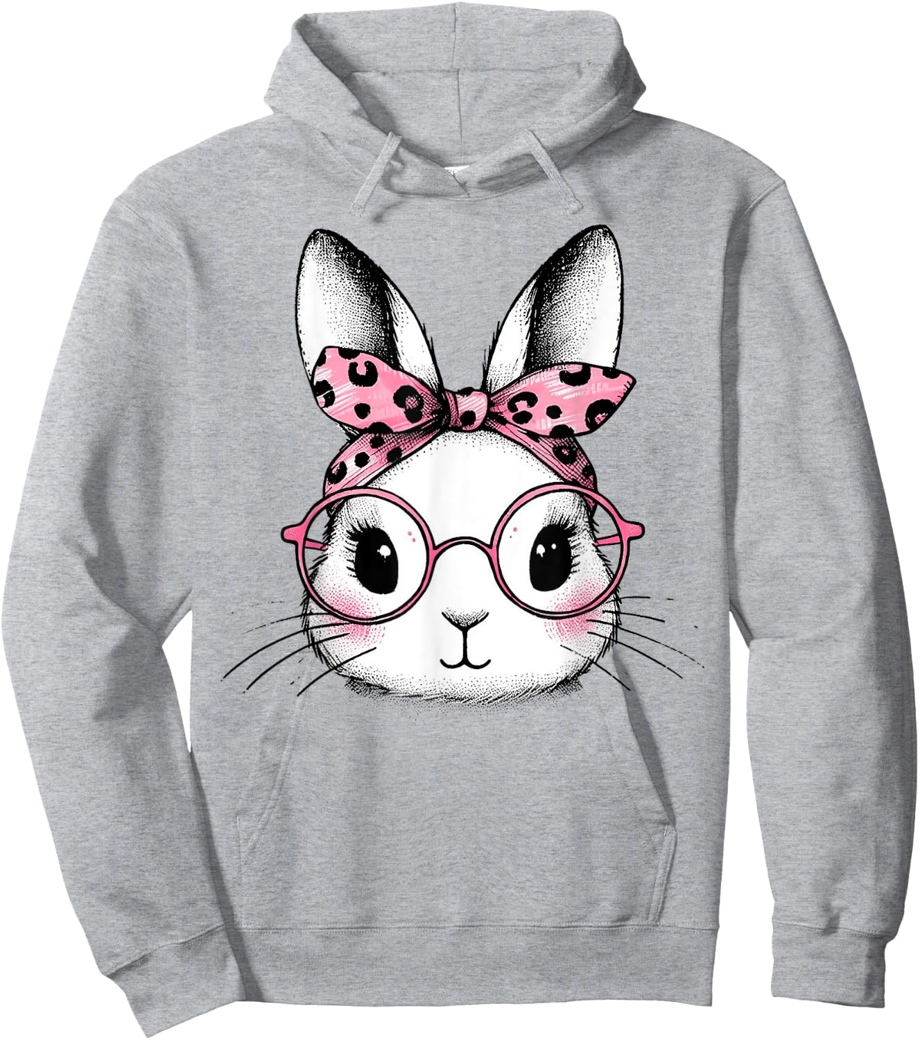 Bunny Easter Day Pink Bandana Glasses Rabbit Women Girl Kid Hoodie - Hoodie | Ash