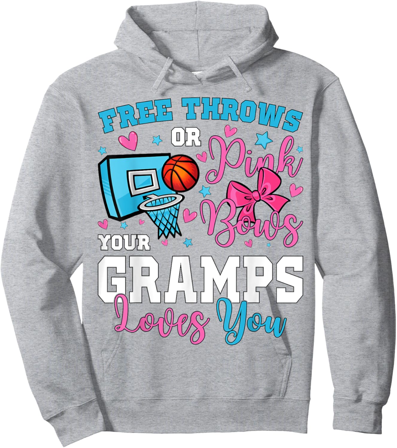 Free Throws or Pink Bows Gramps Loves You Gender Reveal Hoodie - Hoodie | Ash