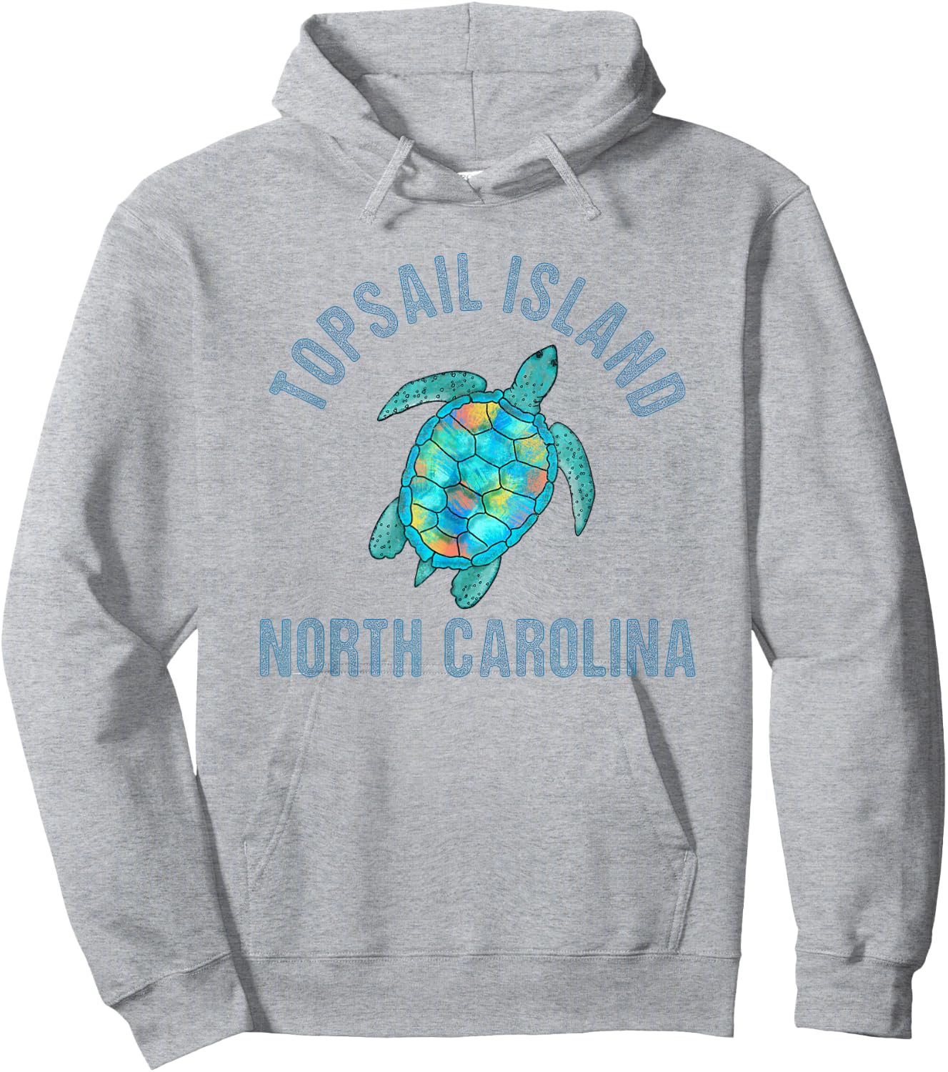 Topsail Island Beach Design / Sea Turtle Illustration Gift Hoodie - Hoodie | Ash