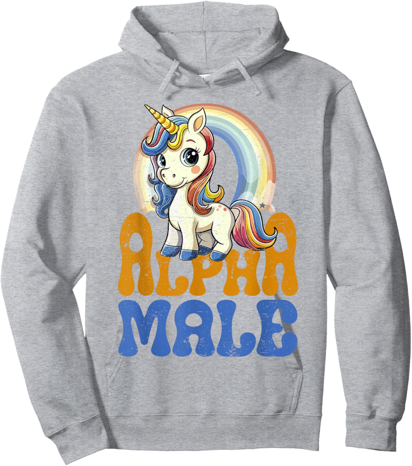 Alpha Male Unicorn Funny Sarcastic Ironic Weird Y2K Humor Hoodie - Hoodie | Ash