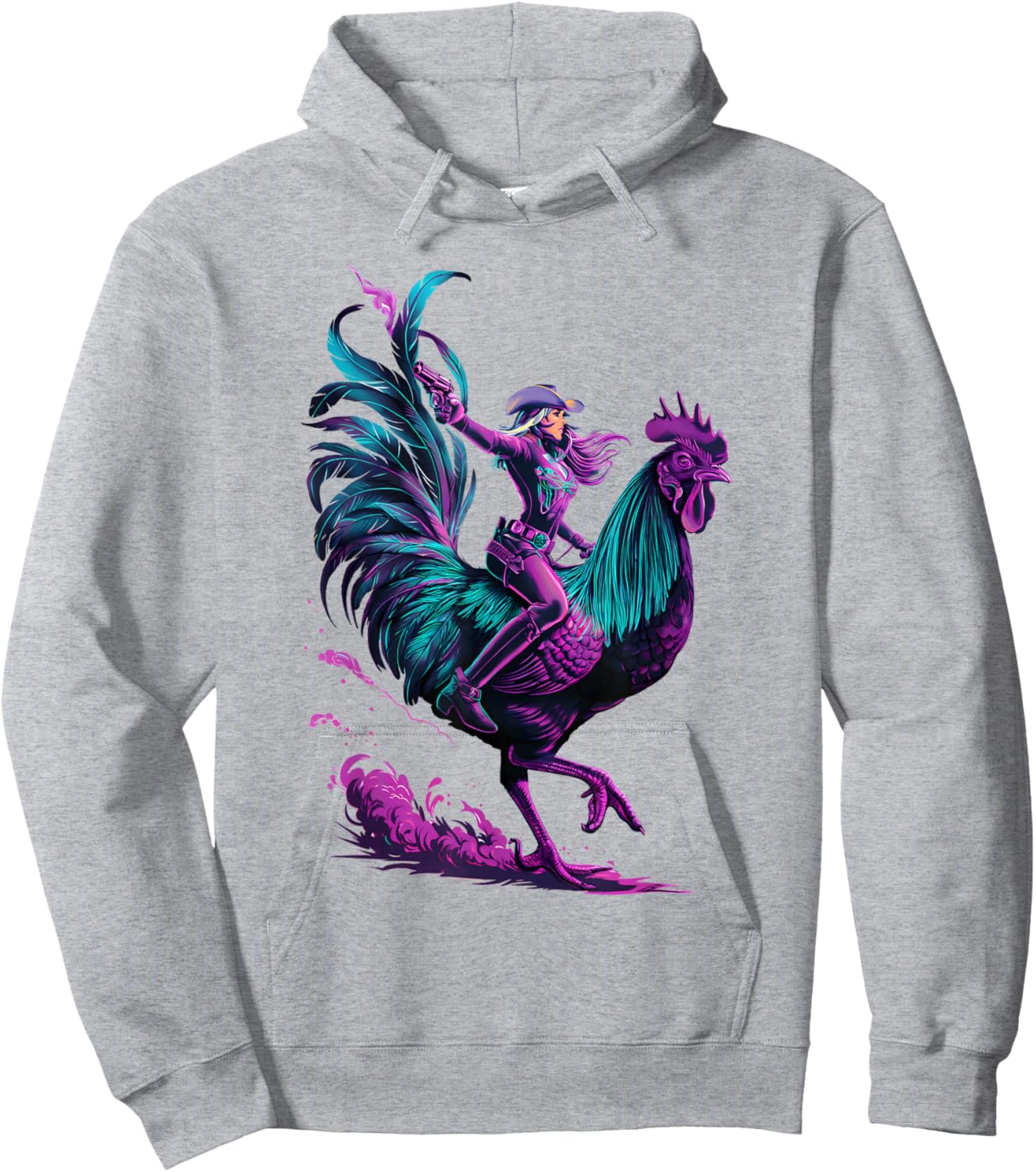 Cowgirl Riding Chicken Hoodie - Hoodie | Ash