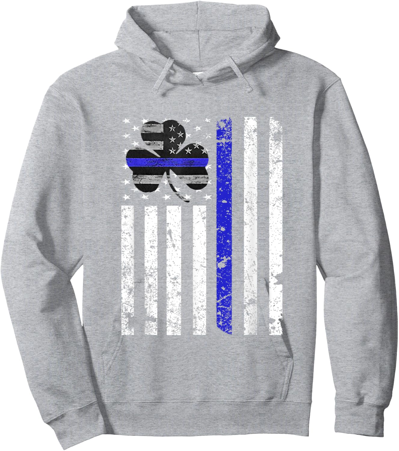 Thin Blue Line Irish Shamrock Police St Patricks Day Hoodie - Hoodie | Ash