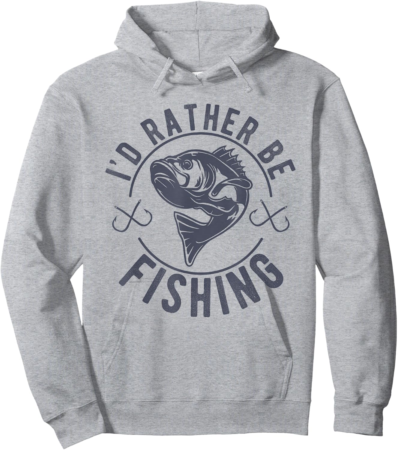 I’d Rather Be Fishing, Funny Fishing Saying Graphic Novelty Hoodie - Hoodie | Ash