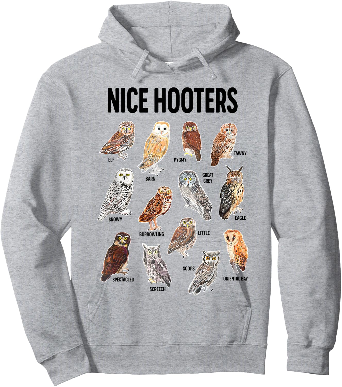Nice Hooters Owl Pun Joke Funny Bird Watching Birdwatcher Hoodie - Hoodie | Ash