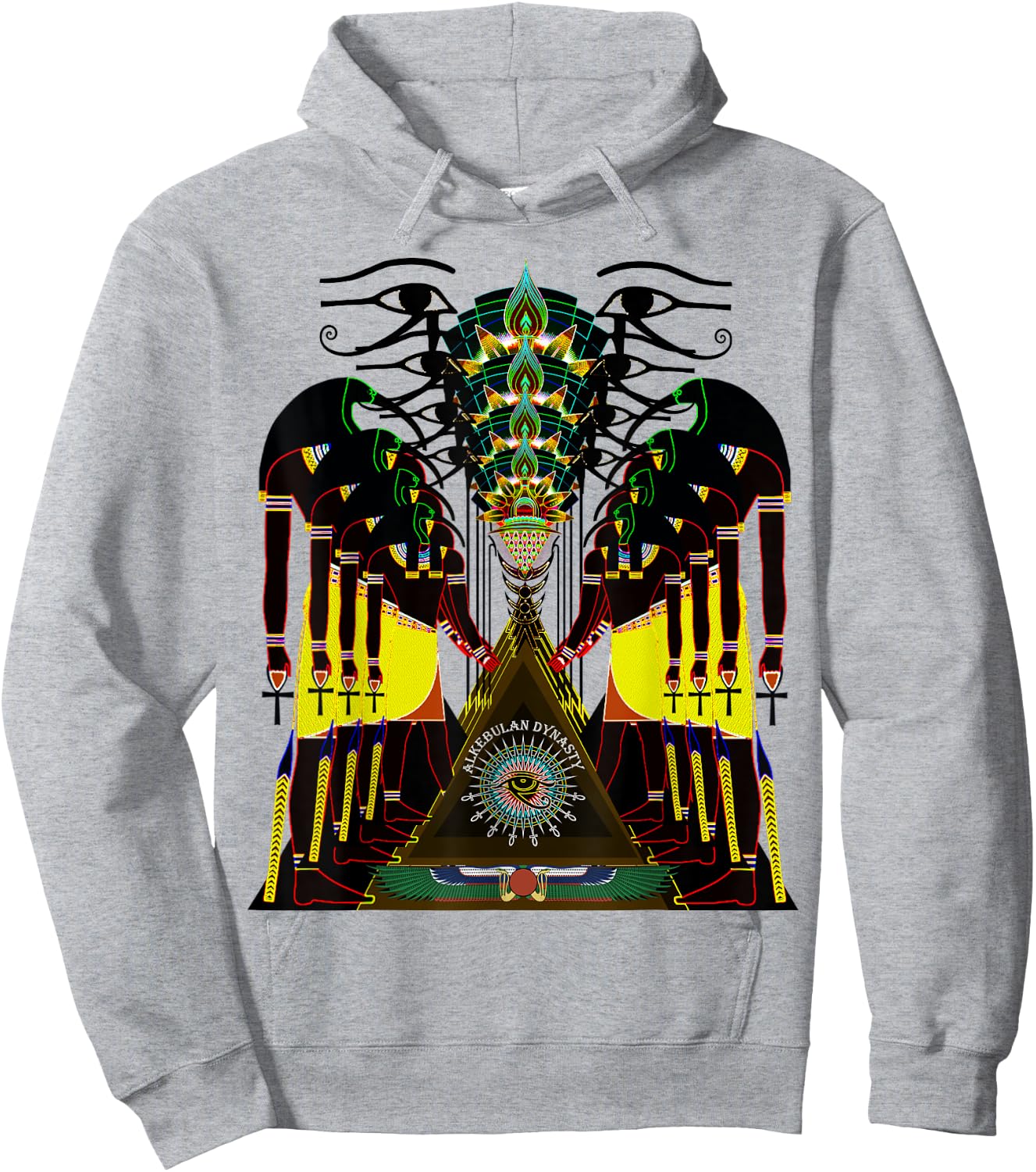 Psychedelic Fractal Ancient Egyptian God Thoth Tehuti Hoodie - Hoodie | Ash