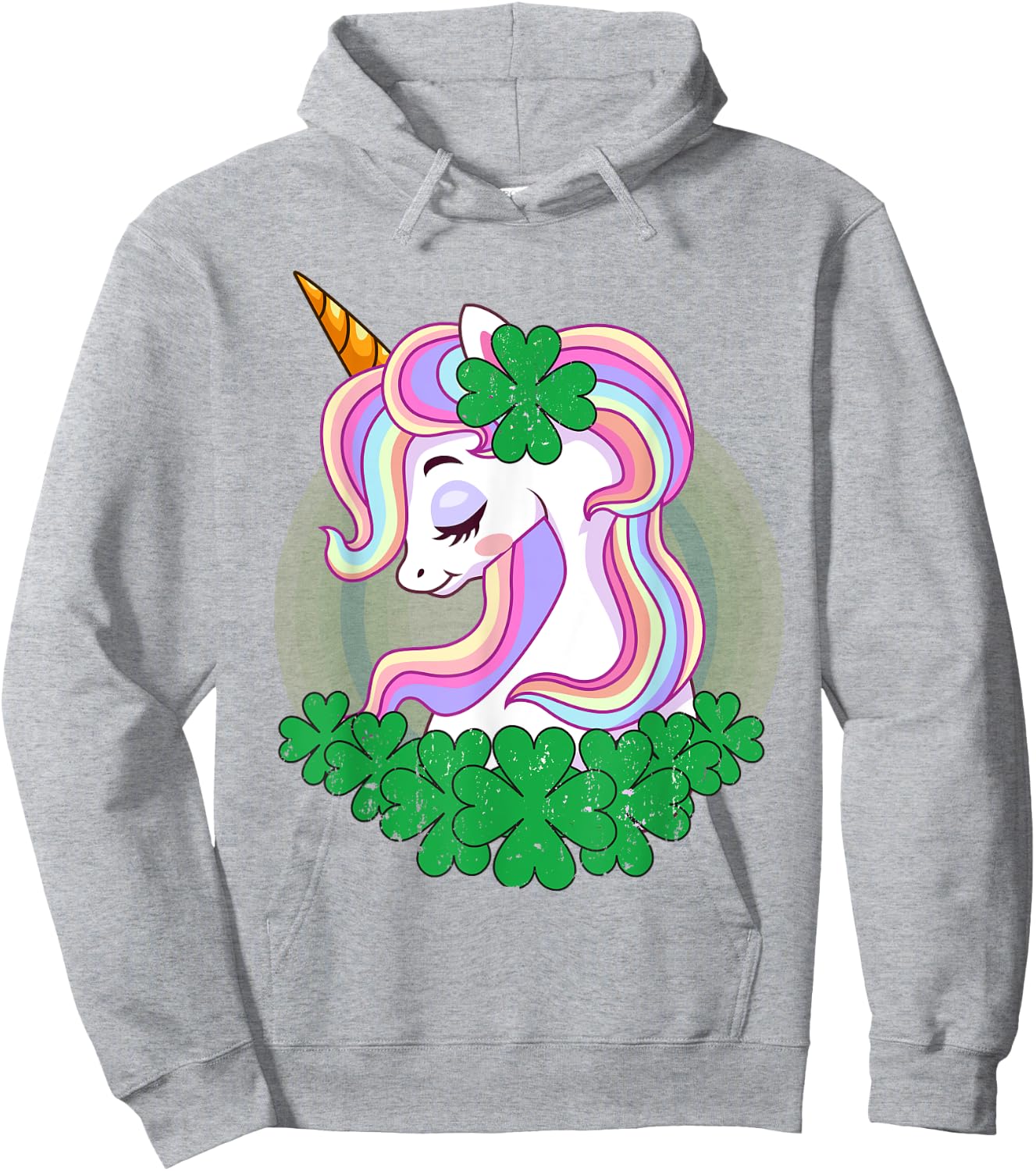 St Patricks Day Unicorn Shamrock Pattys Toddler Kid Girls Hoodie - Hoodie | Ash
