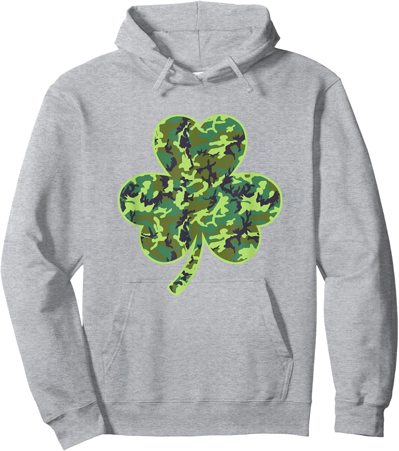Camo Shamrock Camouflage Hunt St Patrick's Good Luck Hunting Hoodie - Hoodie | Ash
