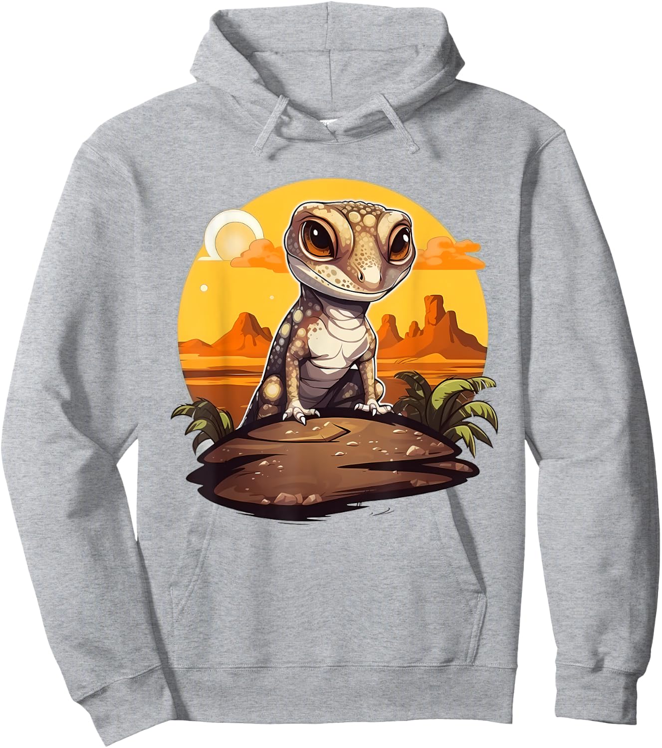 Retro Style African Fat-tailed Gecko Hoodie - Hoodie | Ash
