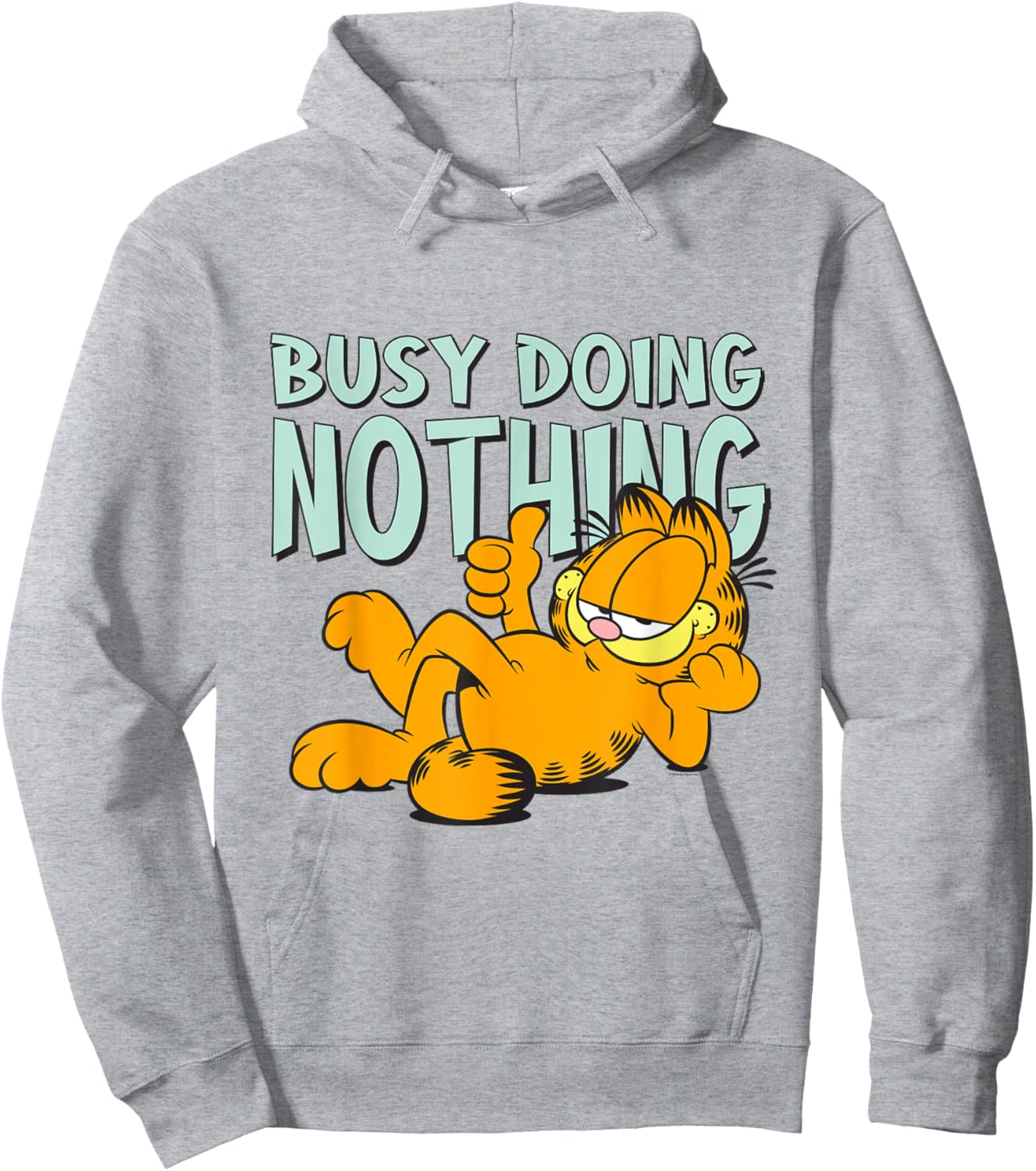 Garfield Classic Laying Down Busy Doing Nothing Thumbs Up Hoodie - Hoodie | Ash