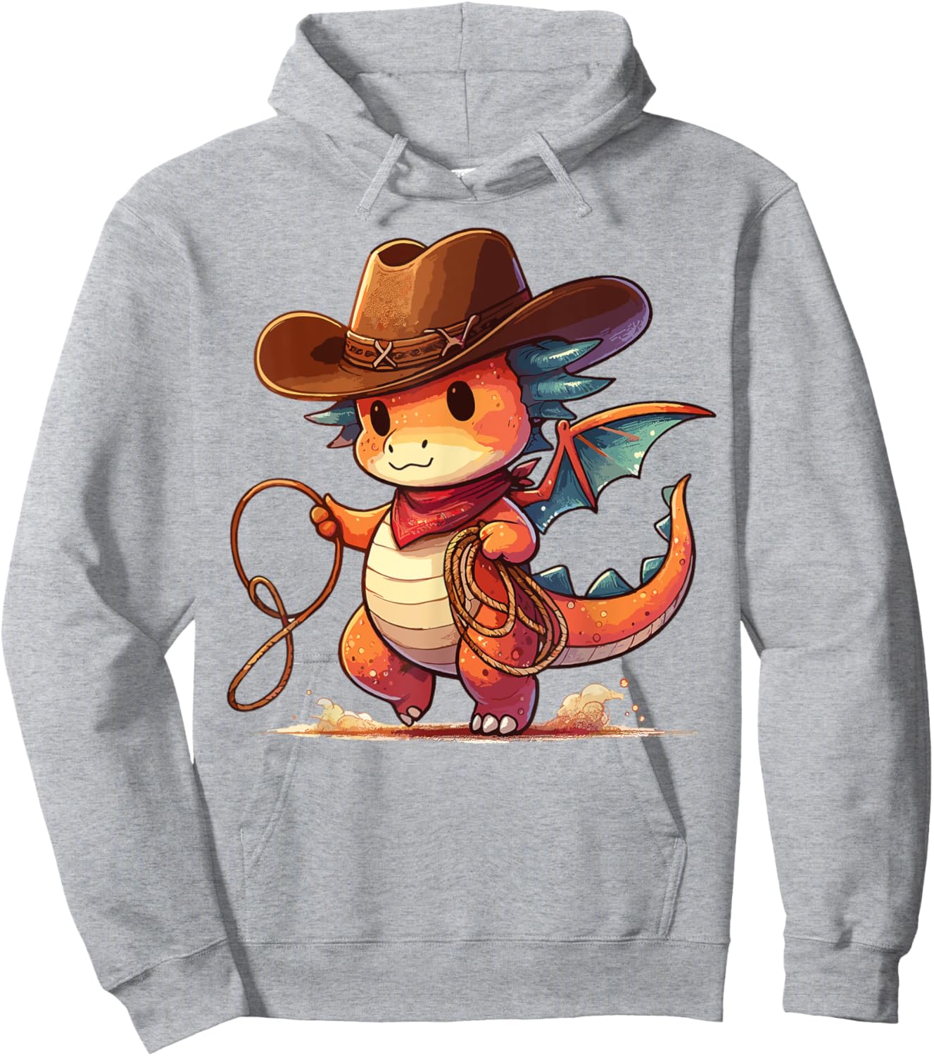 Western Rodeo Cowboy Hat Dragon Texas Animals Hoodie - Hoodie | Ash