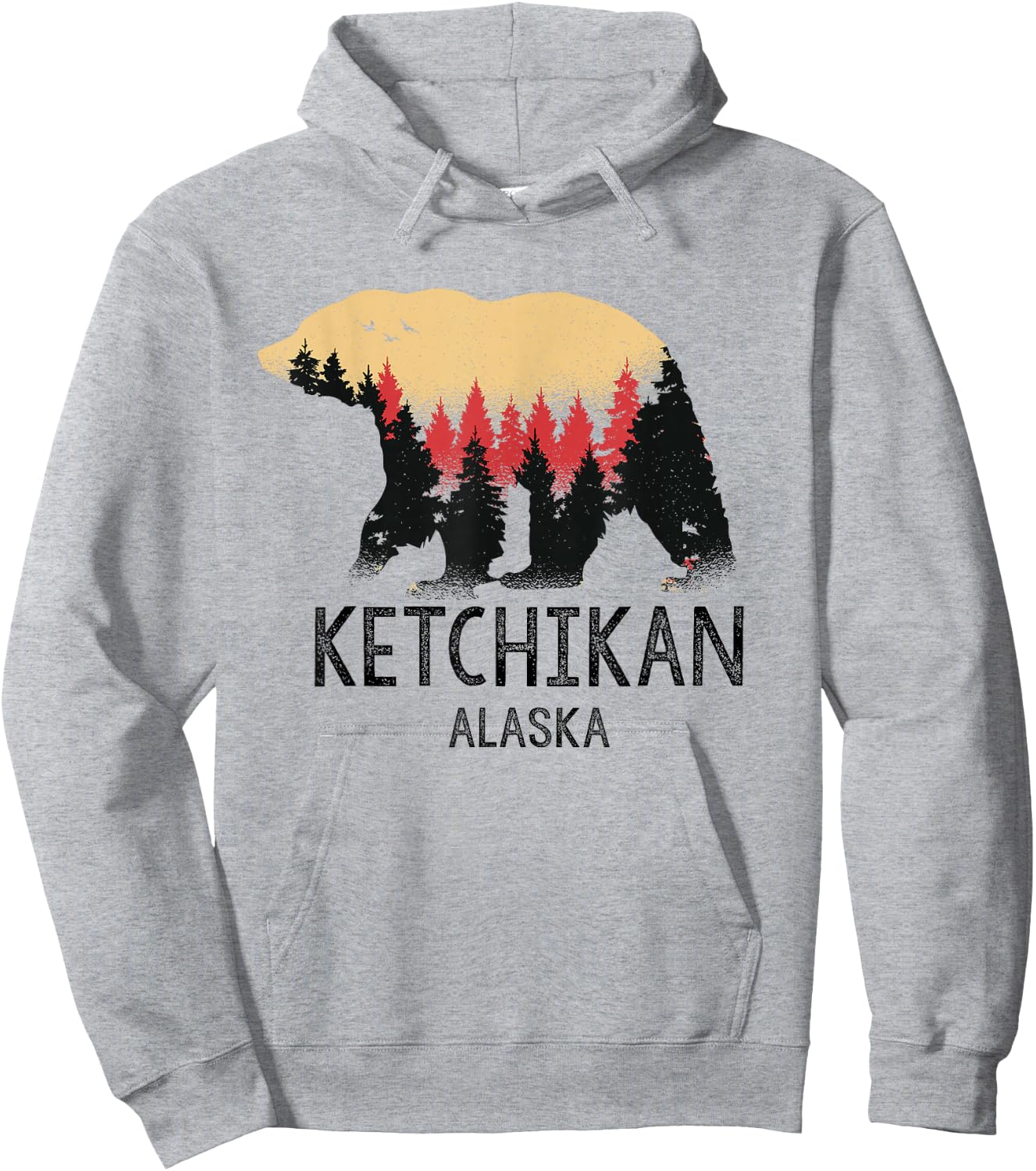 Ketchikan Alaska Vintage Grizzly Bear Nature Souvenir Gift Hoodie - Hoodie | Ash