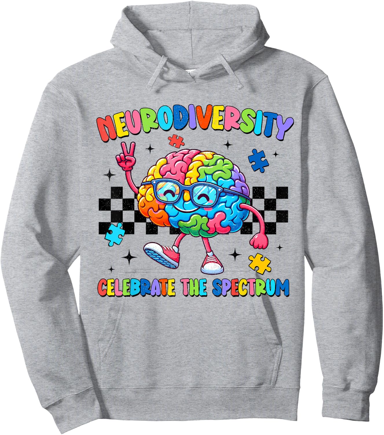 Neurodiversity Brain Autism Awareness ASD ADHD Men Women Kid Hoodie - Hoodie | Ash