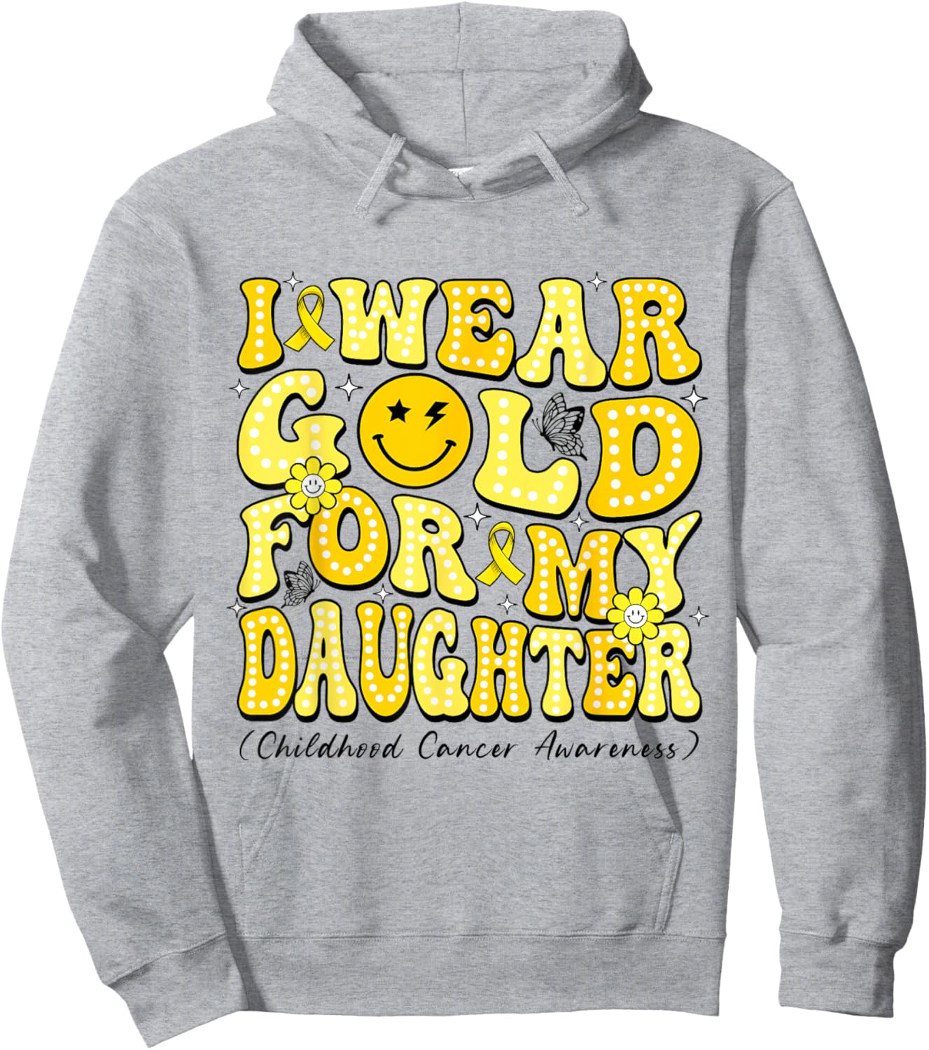 I Wear Gold For My Daughter Disco Ball Childhood Cancer Hoodie - Hoodie | Ash