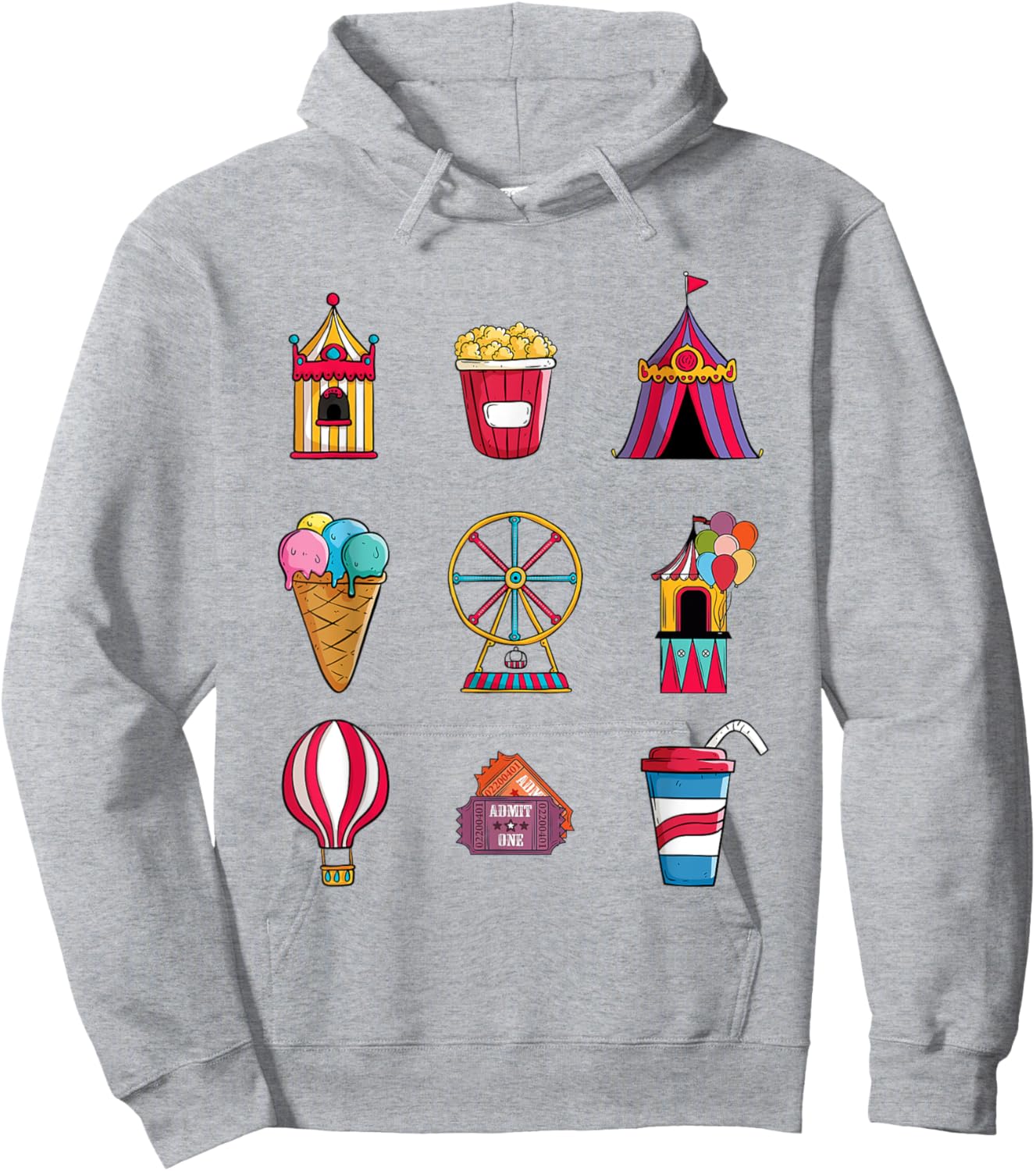 Funny State Fair With Ice Cream Ferris Wheel And Circus Tent Hoodie - Hoodie | Ash