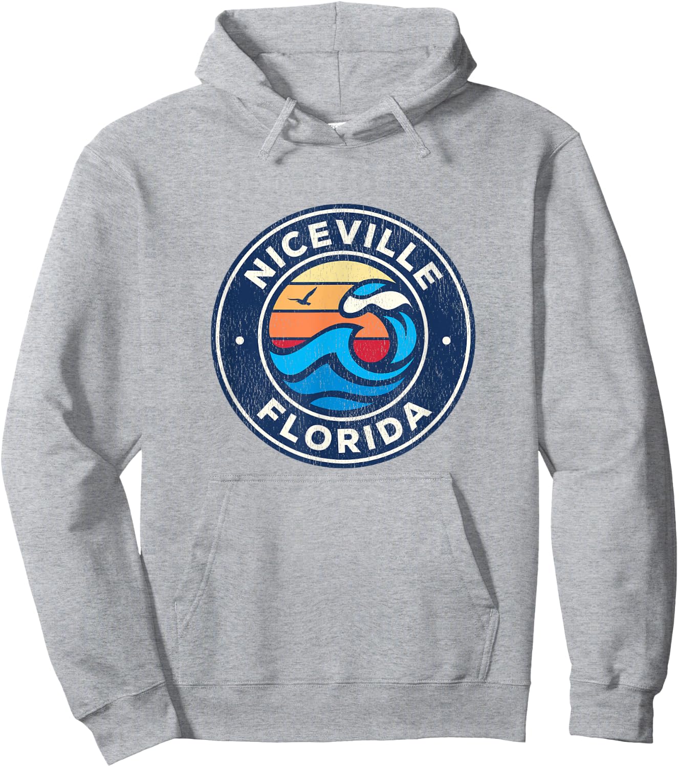 Niceville Florida FL Vintage Nautical Waves Design Hoodie - Hoodie | Ash