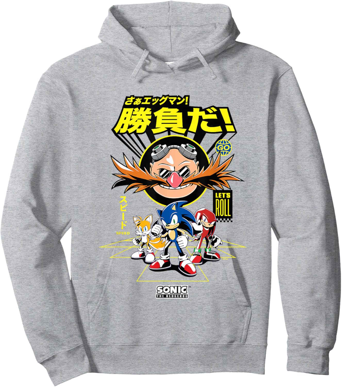 Sonic The Hedgehog Come On Eggman! Kanji Group Shot Hoodie - Hoodie | Ash