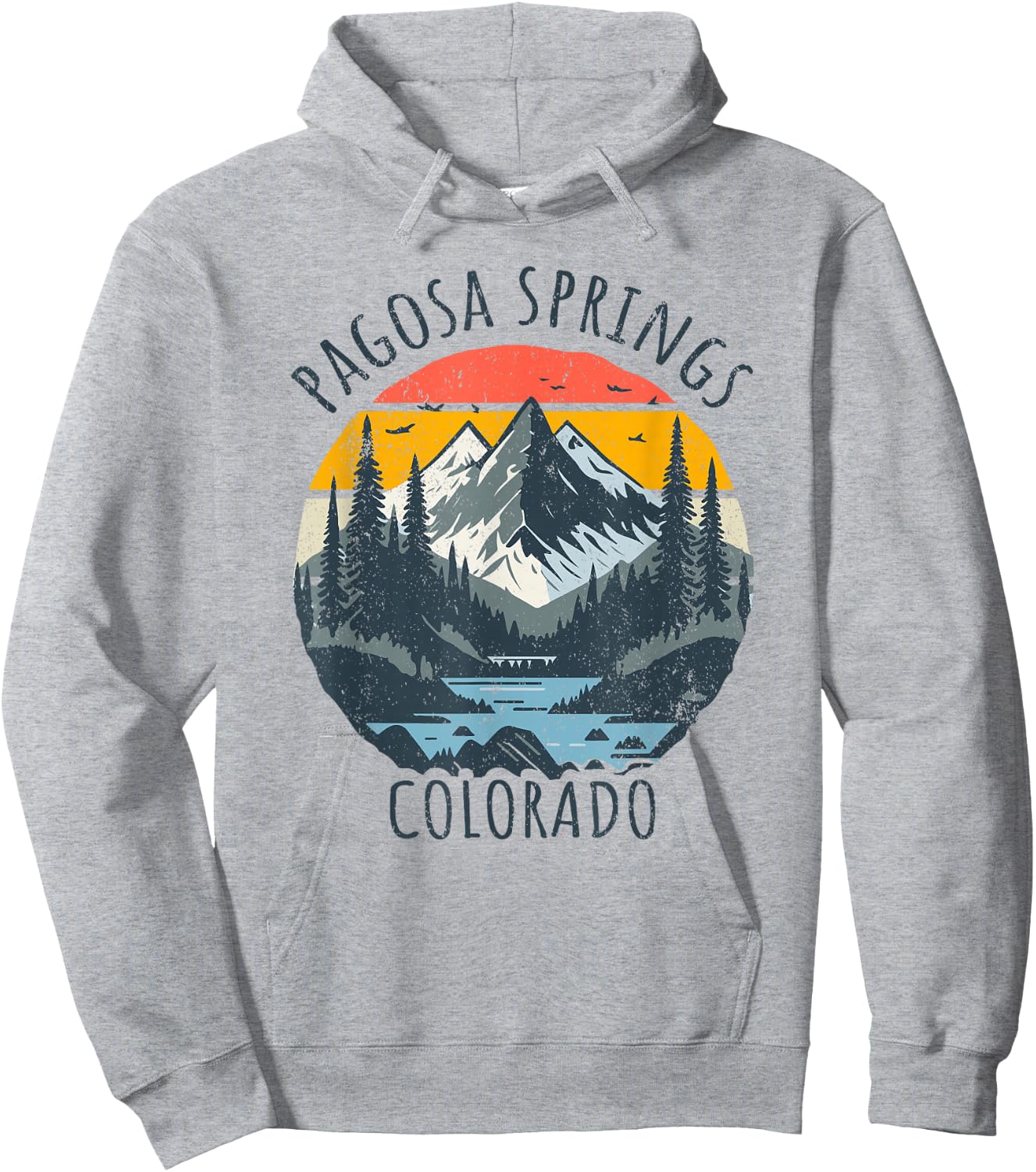 Pagosa Springs Colorado USA Retro Mountain Vintage Style Hoodie - Hoodie | Ash
