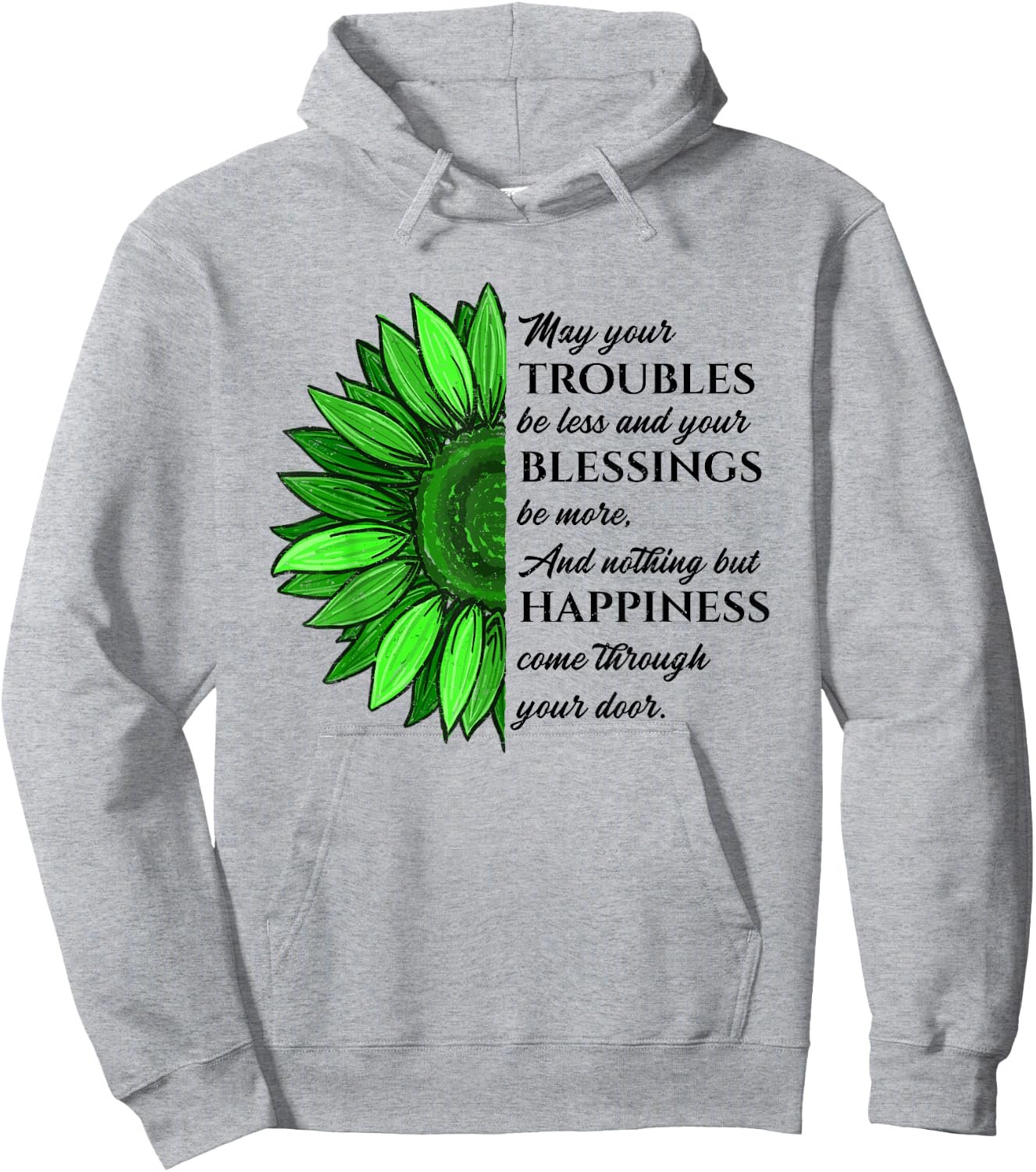 Women's Irish Blessing in Green Sunflower, St. Patricks Day Hoodie - Hoodie | Ash