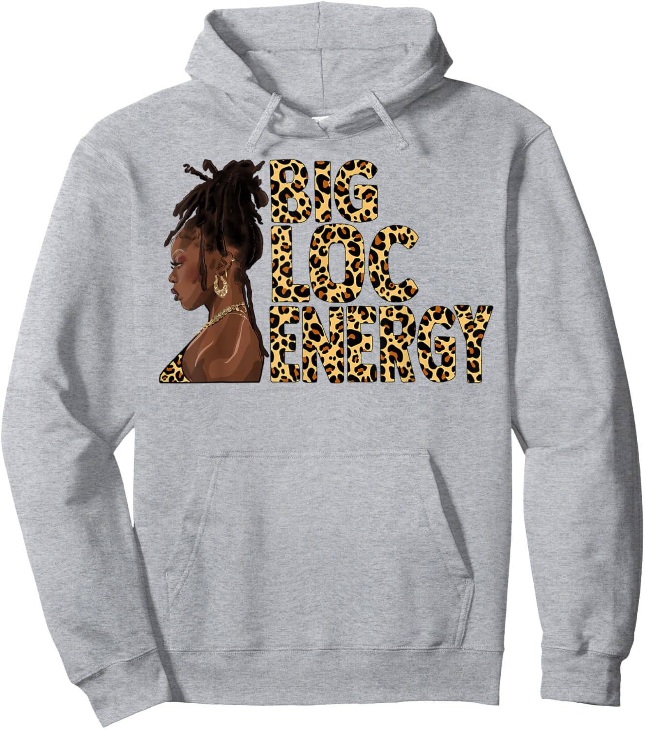 Loc'd Hair Afro Woman Black Girl Leopard Big Loc Energy Hoodie - Hoodie | Ash
