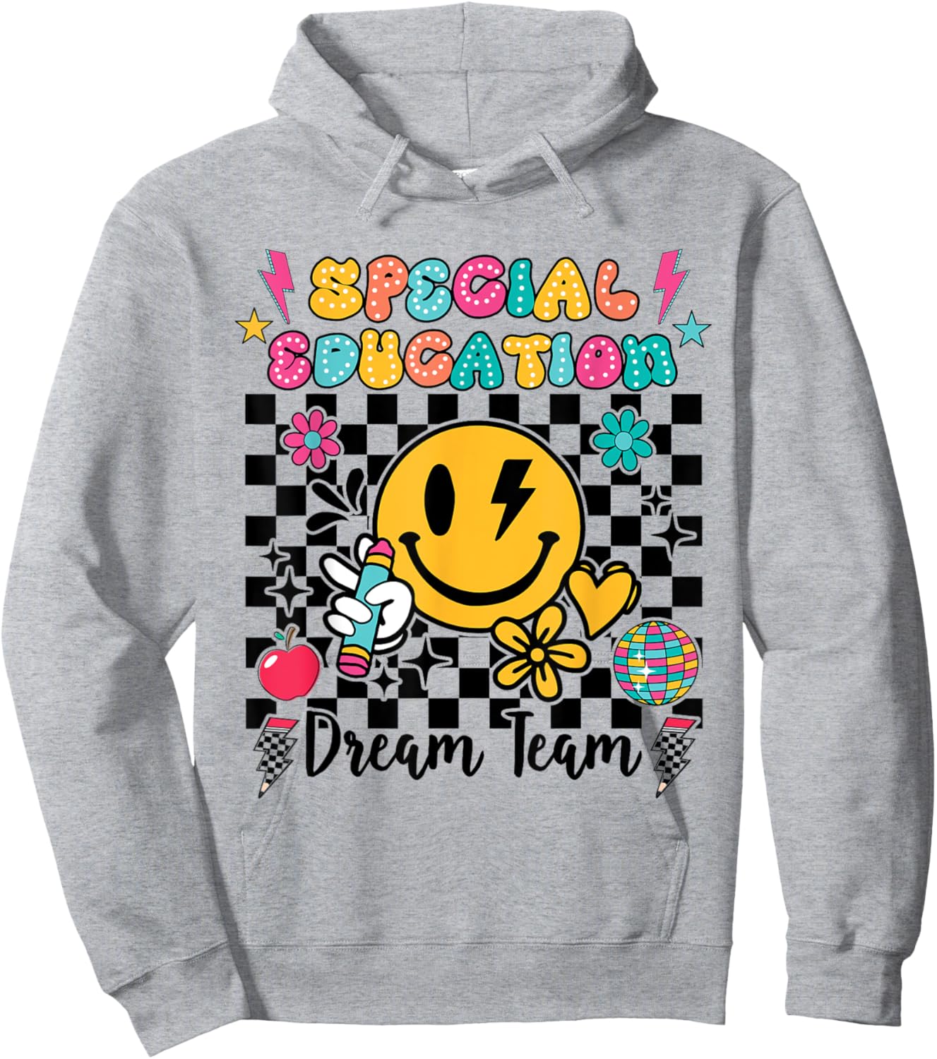 Retro Special Education Squad Groovy Dream Team Teacher Hoodie - Hoodie | Ash