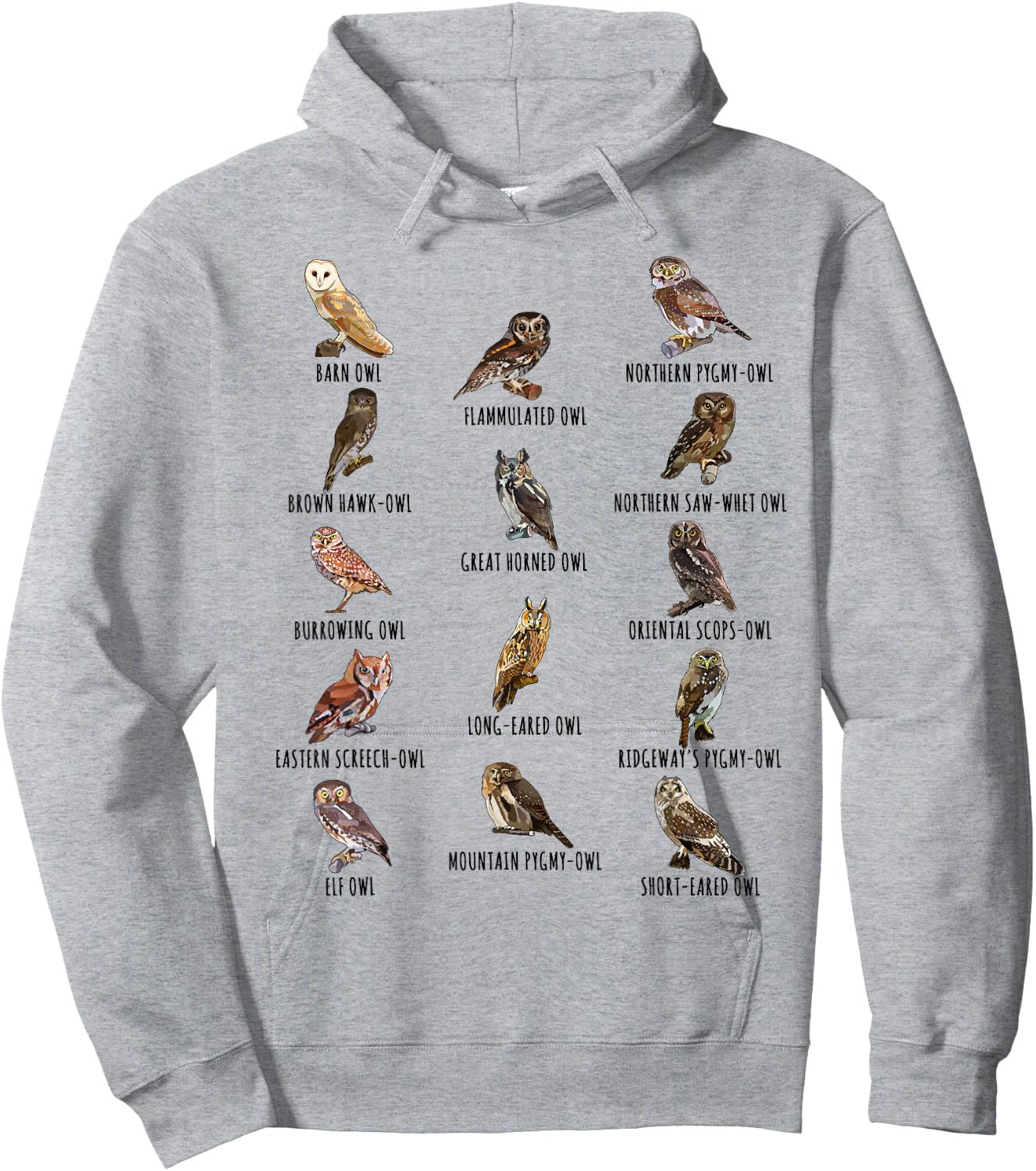 Different Owls Species Biology Types of Owl Identification Hoodie - Hoodie | Ash