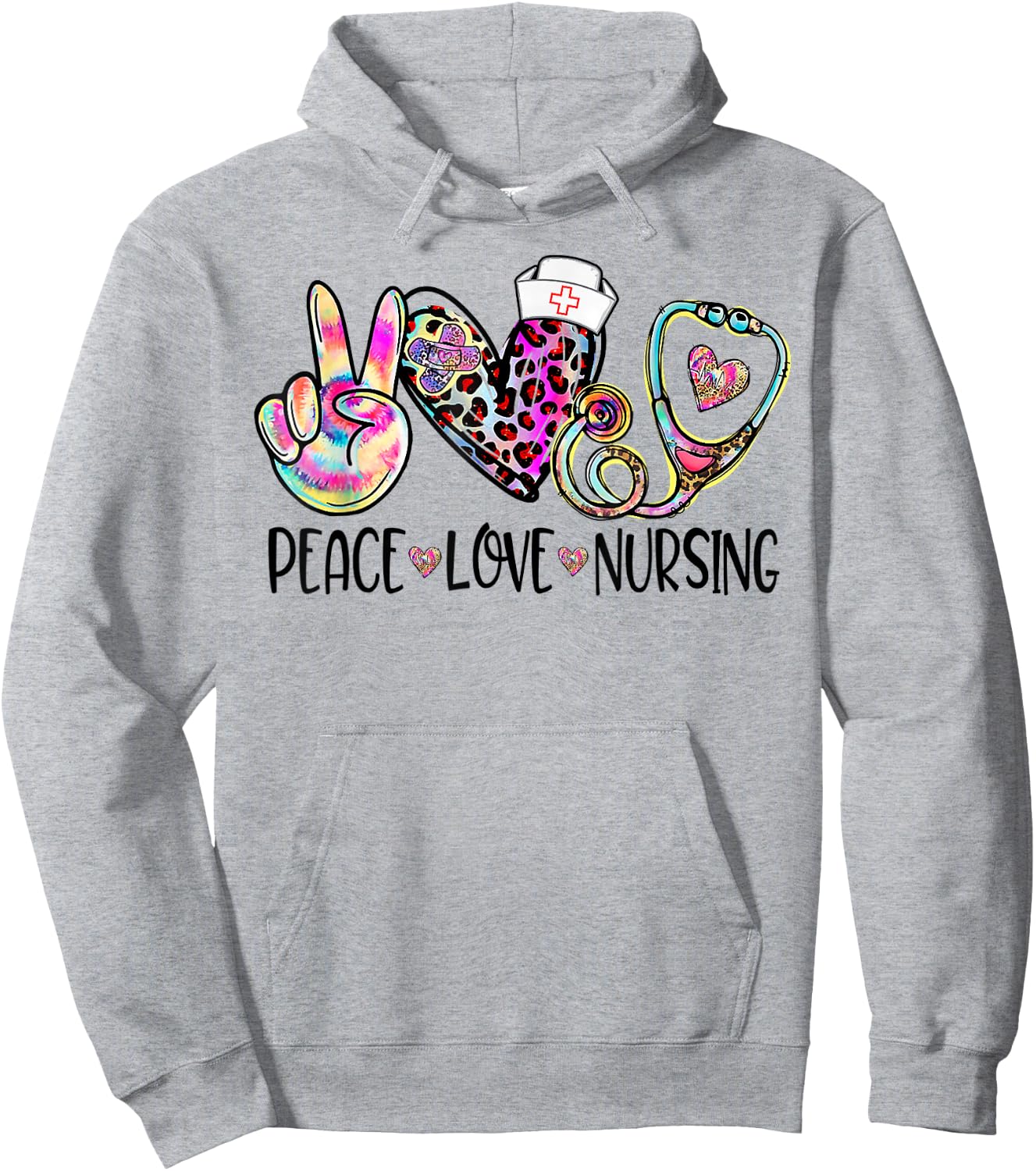 Peace Love Nursing Stethoscope Nurse Life Nurse Week 2024 Hoodie - Hoodie | Ash