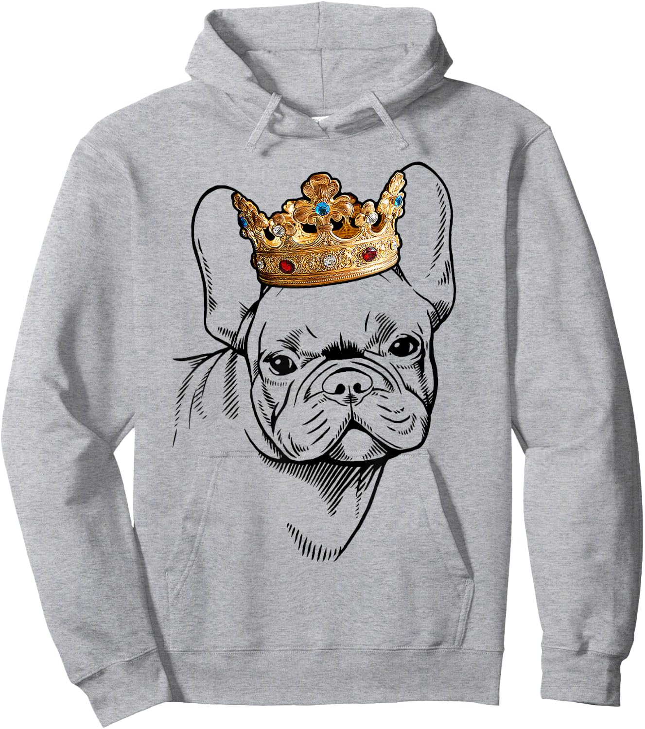 French Bulldog Wearing Crown Women Kids Hoodie - Hoodie | Ash