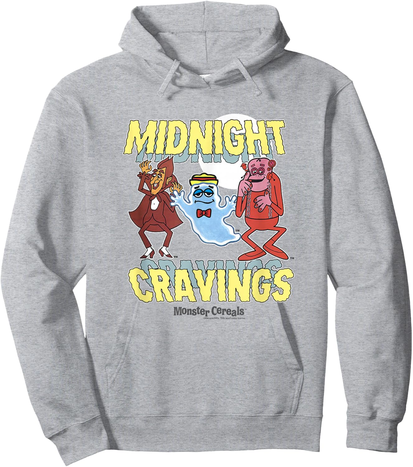 Boo Berry Iconic Midnight Cravings Monster Cereals Big Logo Hoodie - Hoodie | Ash