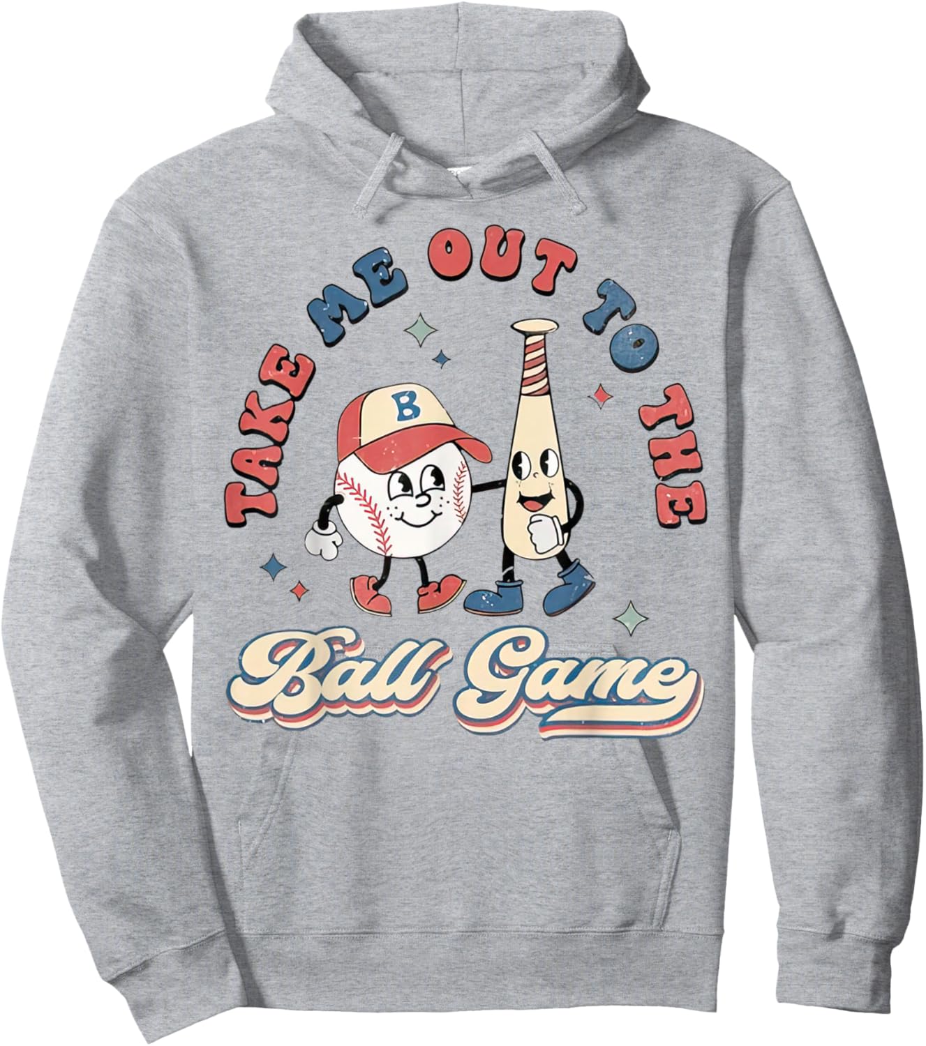 Take Me Out to the Ball Game Retro Baseball Hoodie - Hoodie | Ash