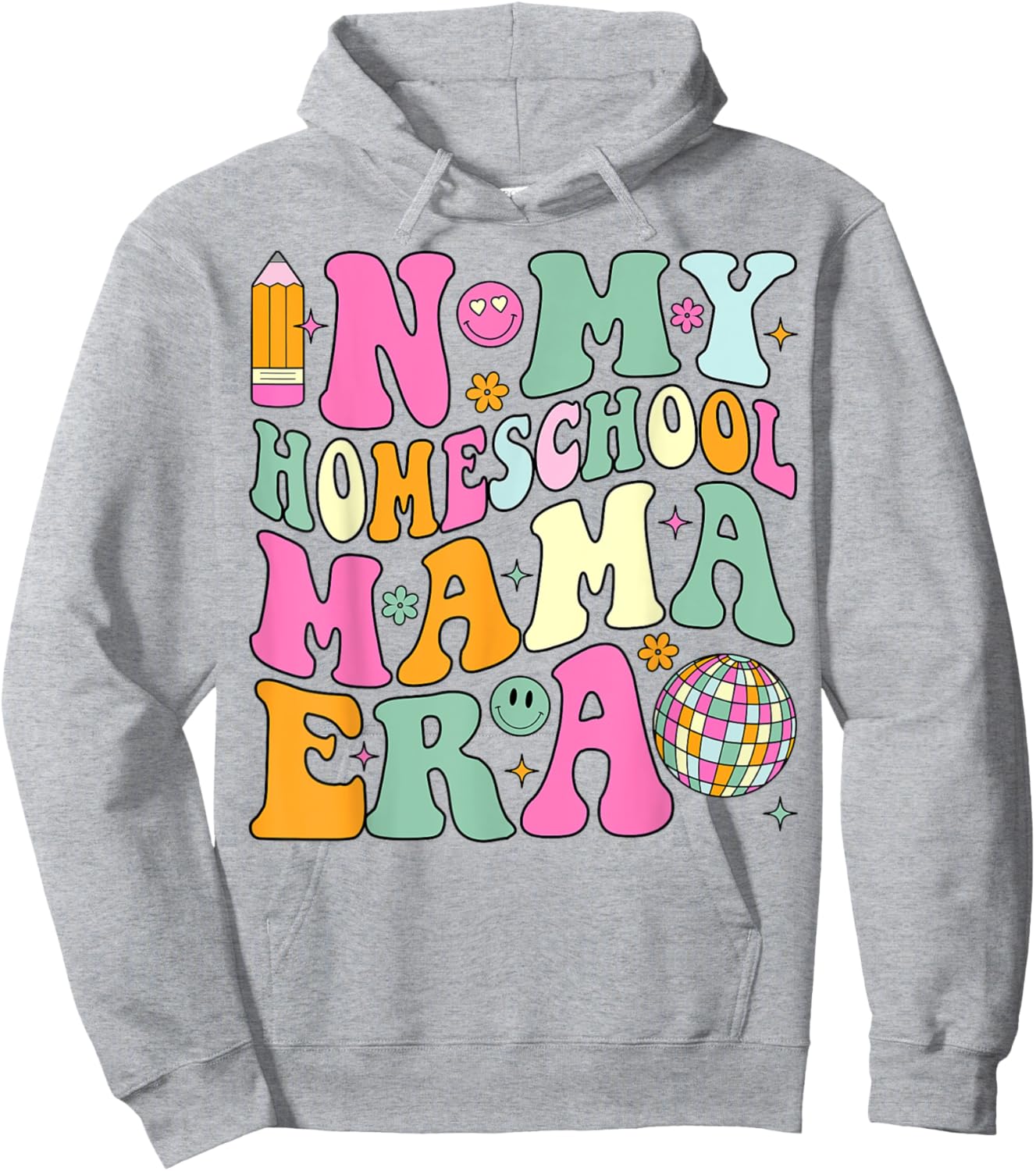 In My Homeschool Mama Era Groovy Back to School Mom Hoodie - Hoodie | Ash