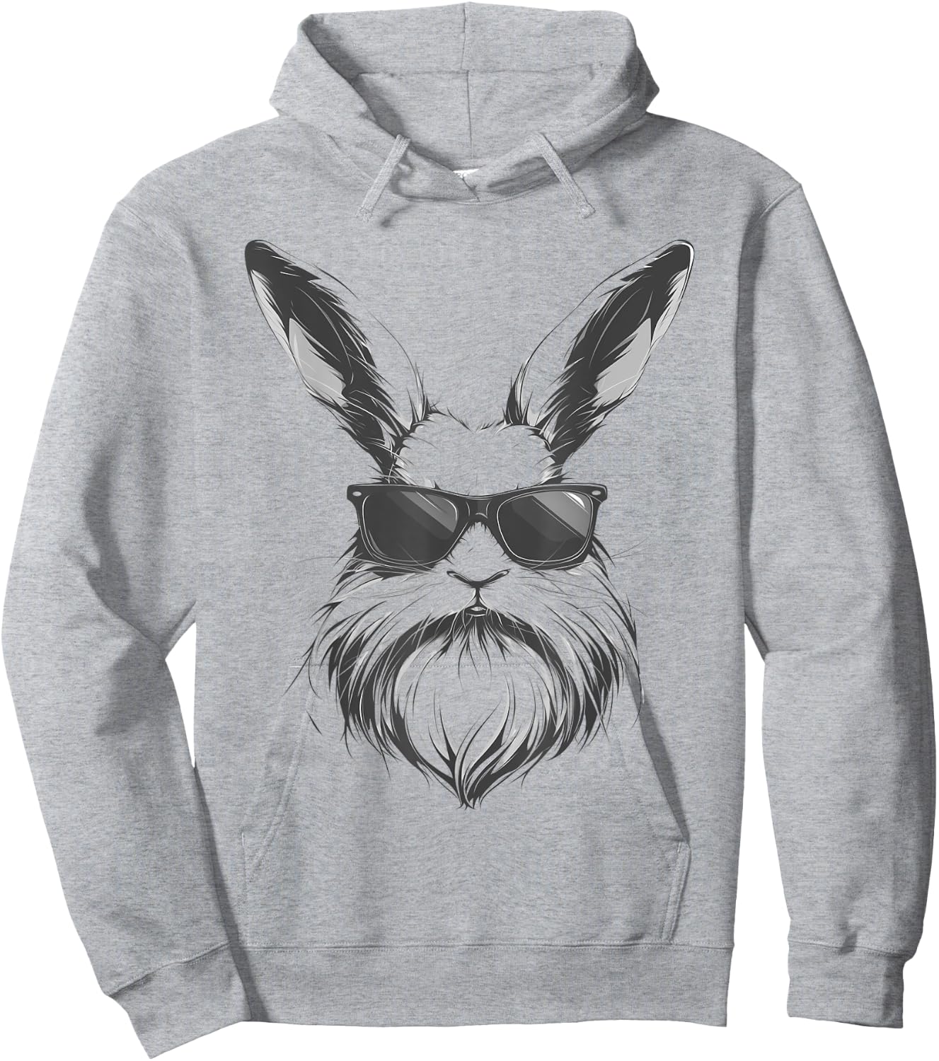 Beard Bunny Face With Sunglasses Easter Day 2024 Men Boy Kid Hoodie - Hoodie | Ash