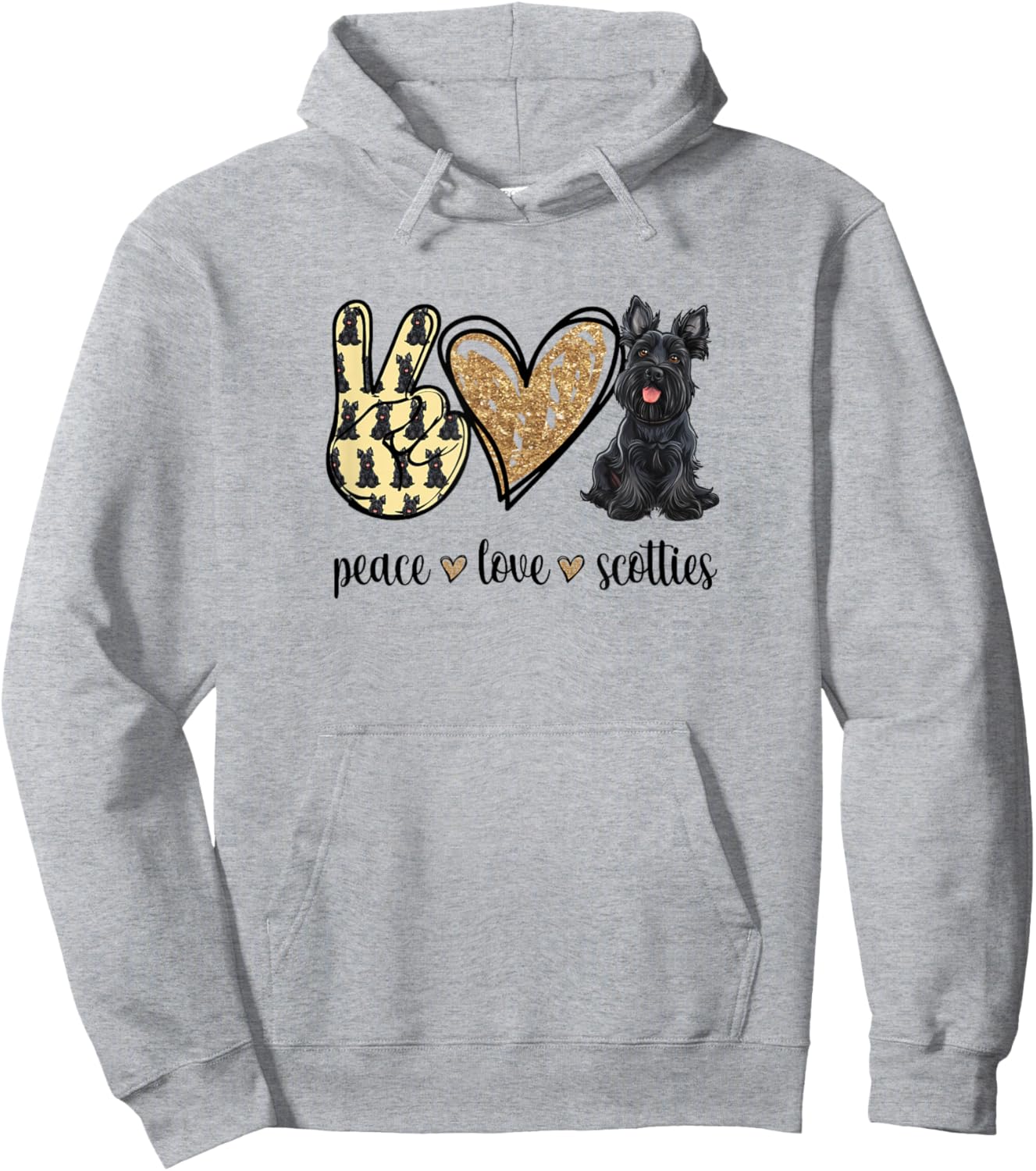 Funny Girls & Cute Peace Love Scottish Terrier Lover Hoodie - Hoodie | Ash