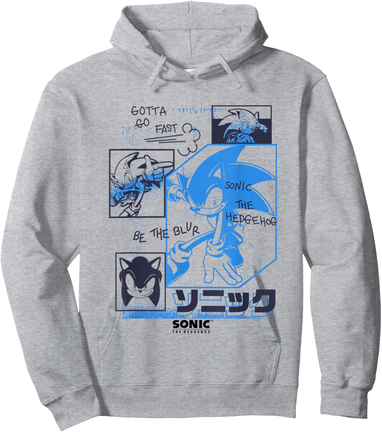 Sonic The Hedgehog Gotta Go Fast Vintage Sketch Panels Hoodie - Hoodie | Ash