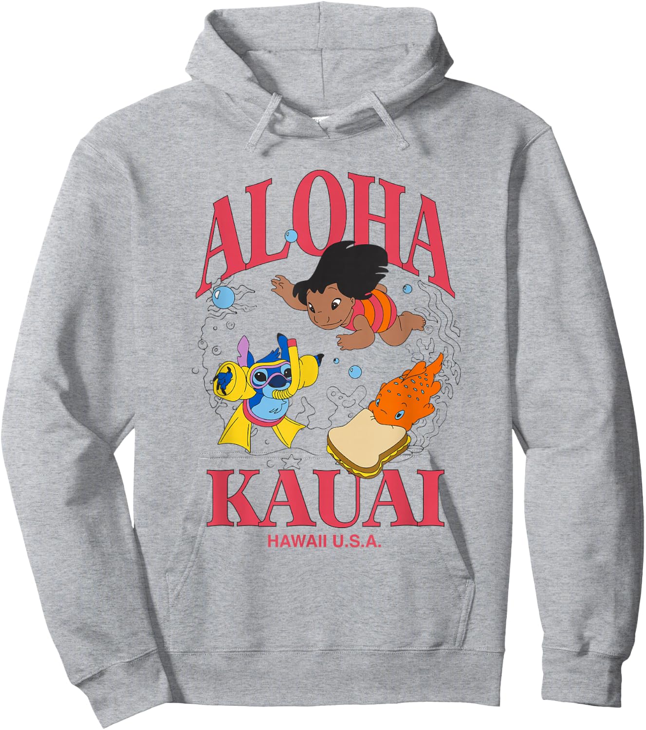 Disney Lilo & Stitch Aloha Kauai Hawaii Underwater Fun Hoodie - Hoodie | Ash